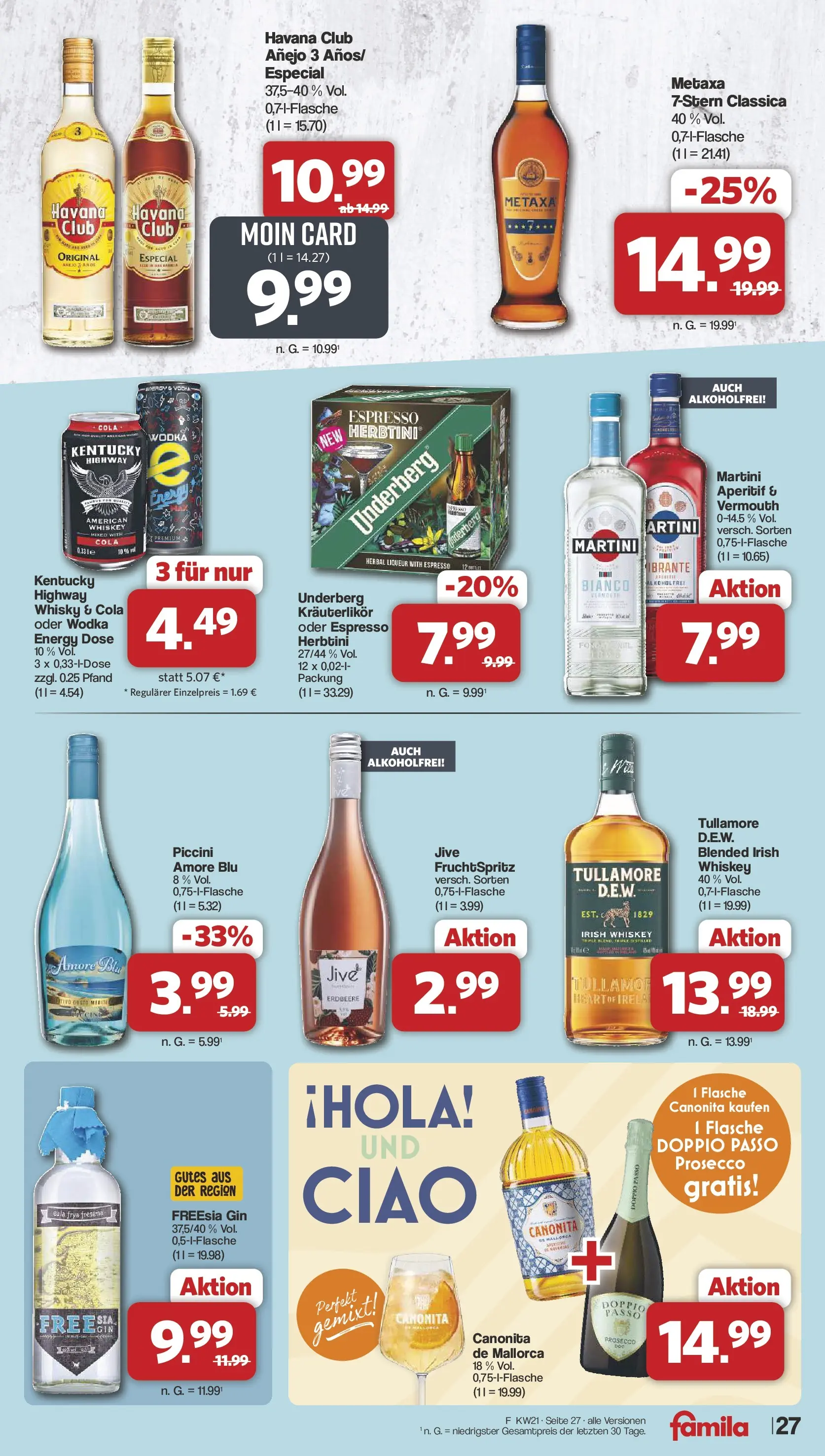 Famila Nordwest  Wochenangebote (ab 18.05.2026) zum Blättern | Seite: 27 | Produkte: Whisky, Energy, Metaxa, Underberg