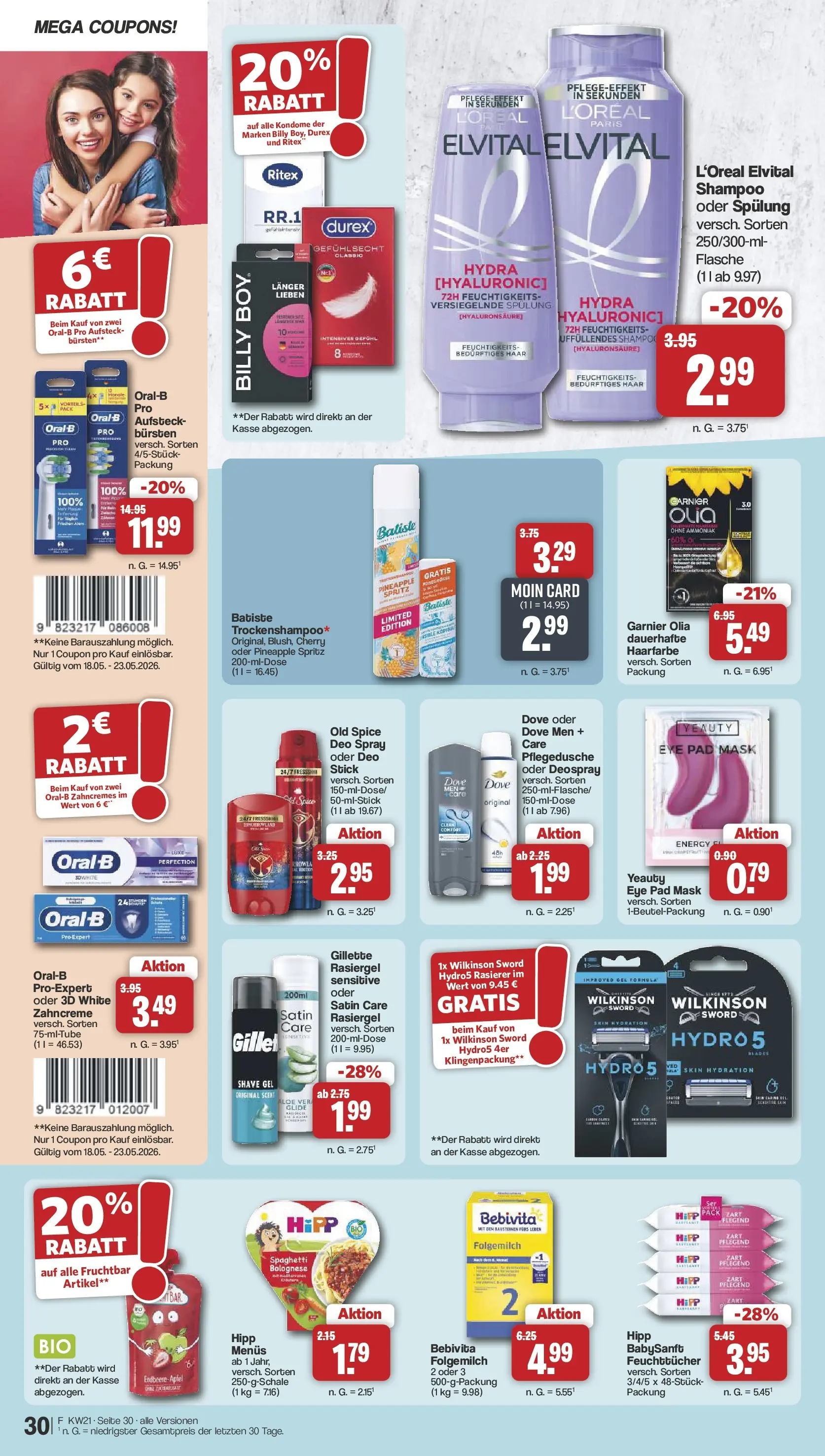 Famila Nordwest  Wochenangebote (ab 18.05.2026) zum Blättern | Seite: 30 | Produkte: Rasierer, Energy, Haarfarbe, Deospray