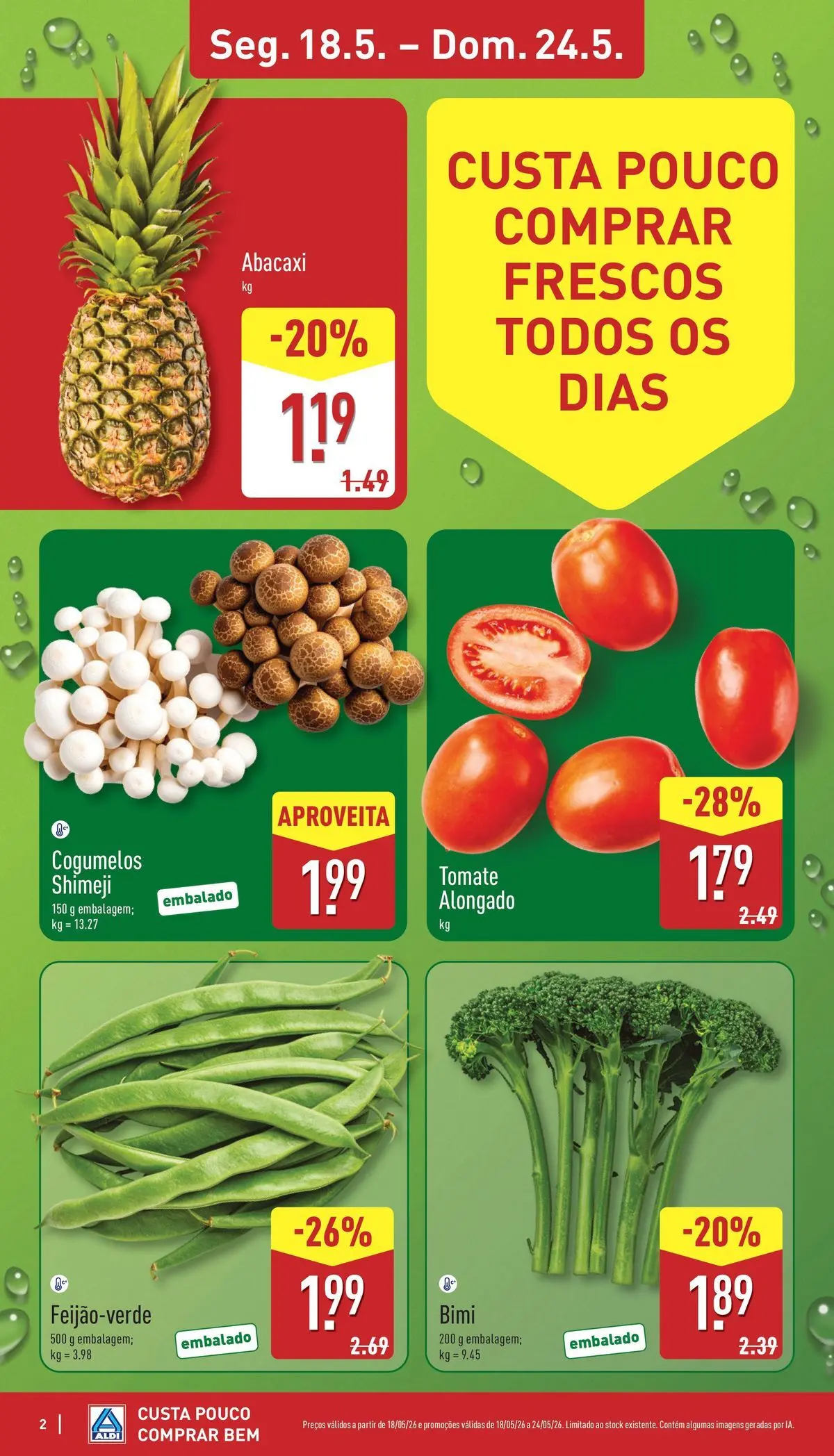 Aldi - Folheto Aldi » de 14/05/2026 - 26/05/2026 | Página: 2 | Produtos: Tomate, Abacaxi, Cogumelos