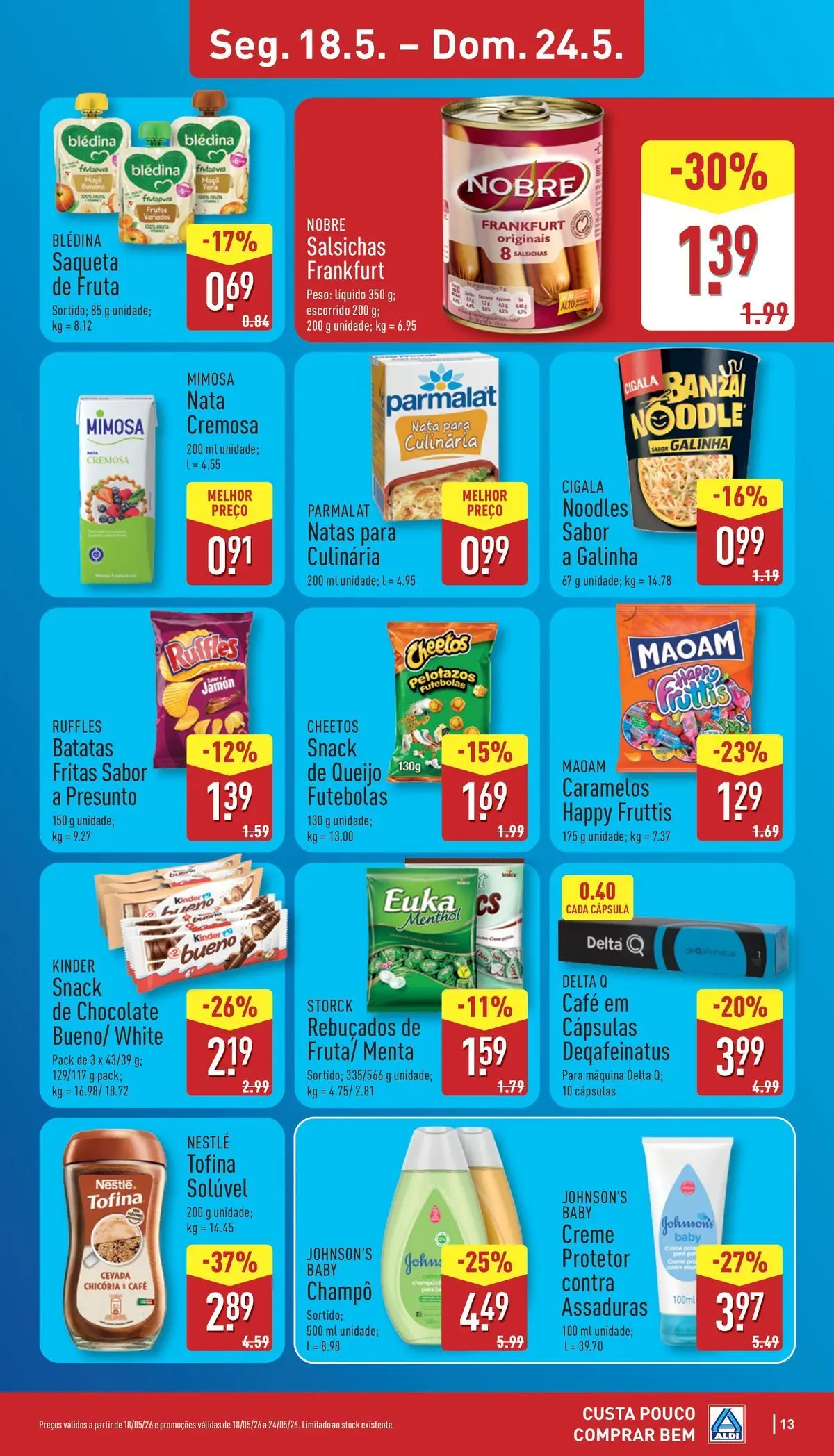 Aldi - Folheto Aldi » de 14/05/2026 - 26/05/2026 | Página: 13 | Produtos: Delta q, Café, Presunto, Nata
