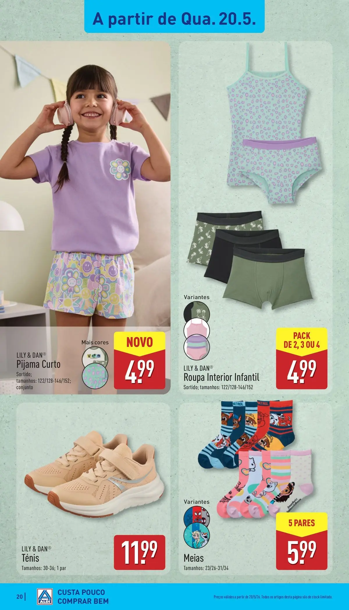 Aldi - Folheto Aldi » de 14/05/2026 - 26/05/2026 | Página: 20 | Produtos: Roupa interior, Meias