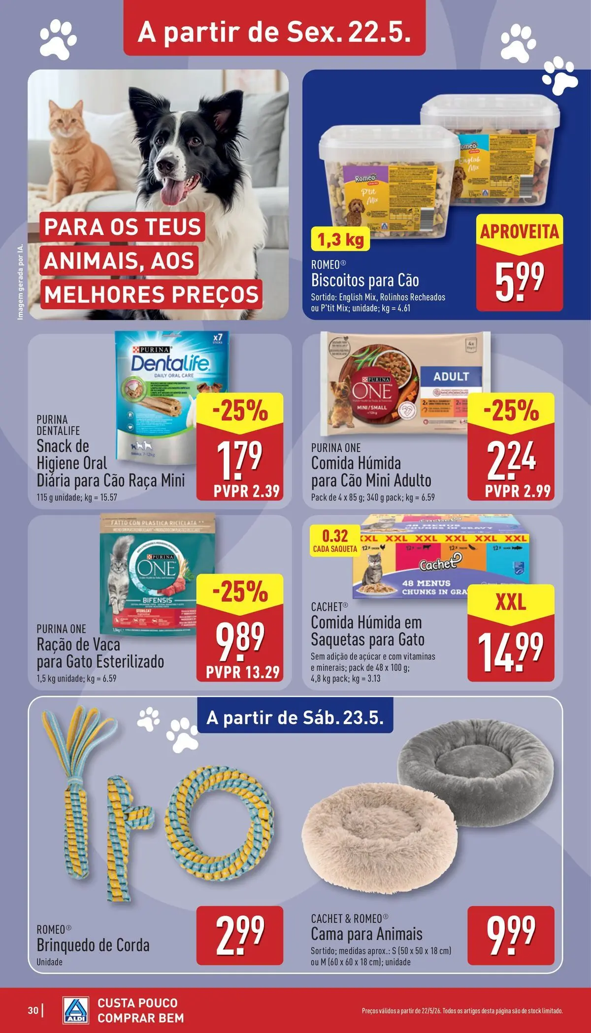 Aldi - Folheto Aldi » de 14/05/2026 - 26/05/2026 | Página: 30 | Produtos: Purina one, Corda, Cama, Açúcar