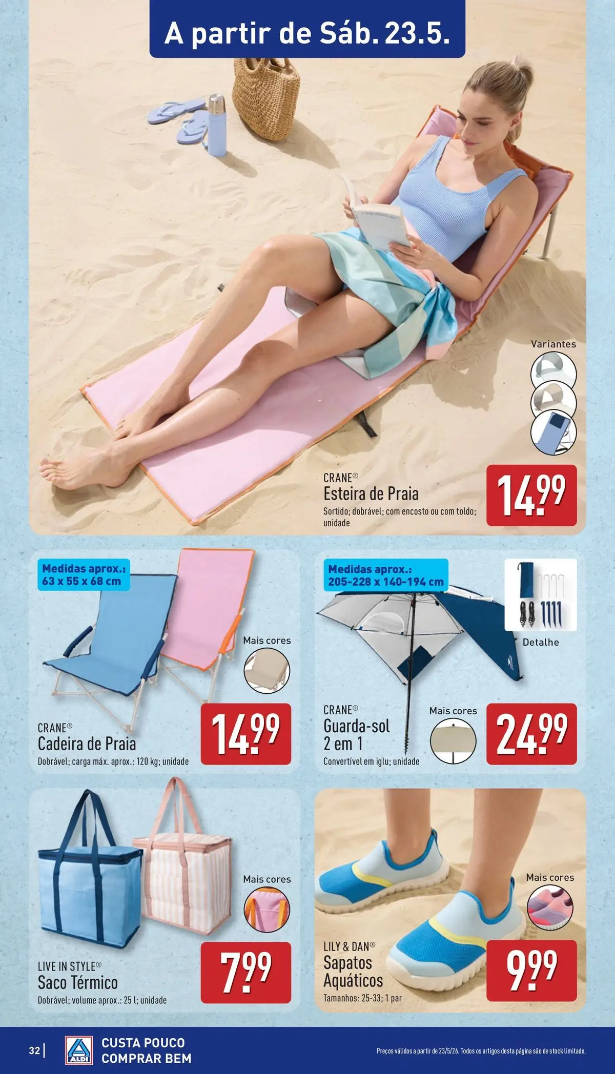 Aldi - Folheto Aldi » de 14/05/2026 - 26/05/2026 | Página: 32 | Produtos: Sapatos, Cadeira de praia, Esteira, Cadeira
