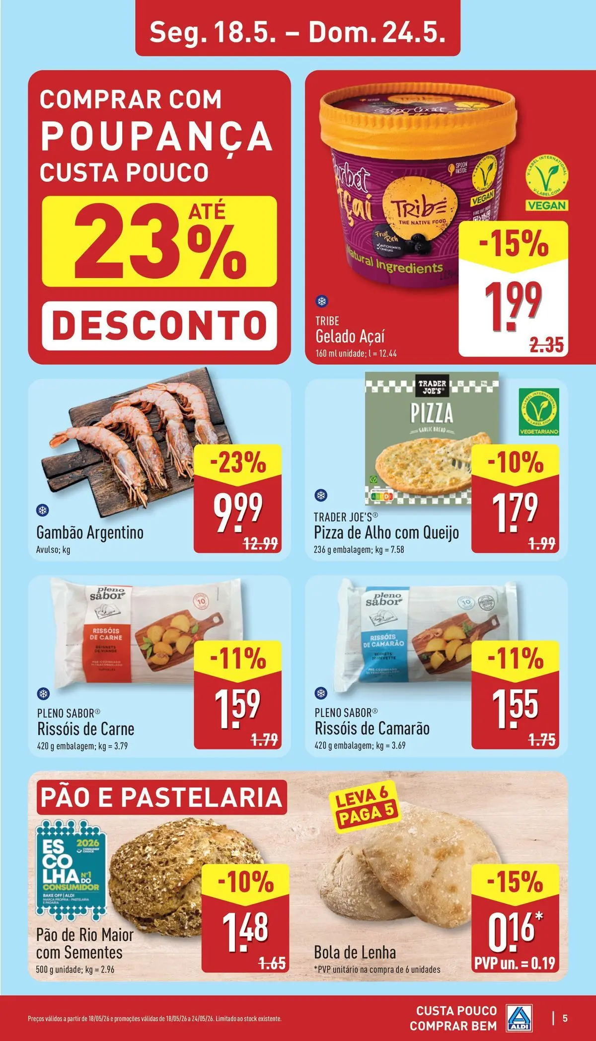 Aldi Folheto Caldas da Rainha	 » de 18/05/2026 - 24/05/2026 | Página: 5 | Produtos: Açai, Gelado, Queijo, Pizza