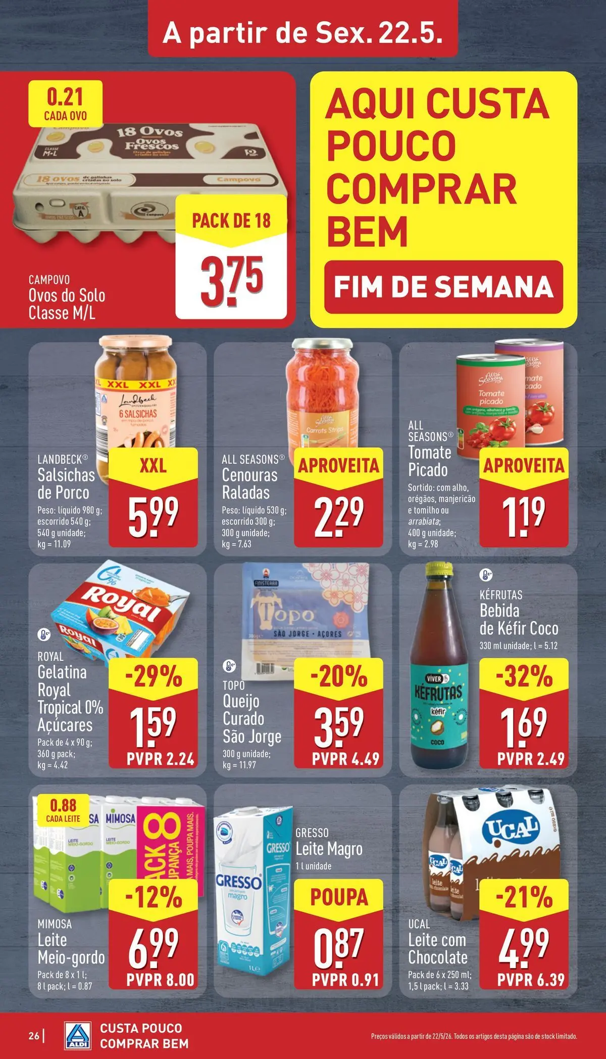 Aldi Folheto Caldas da Rainha	 » de 18/05/2026 - 24/05/2026 | Página: 26 | Produtos: Leite, Ovos, Chocolate, Bebida