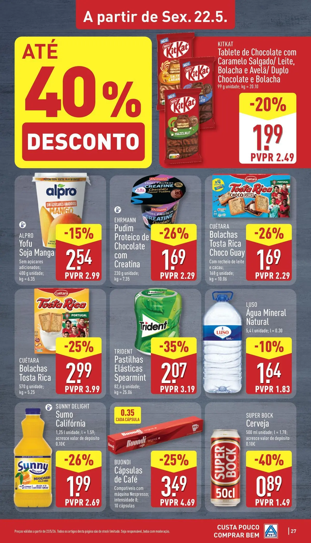 Aldi Folheto Caldas da Rainha	 » de 18/05/2026 - 24/05/2026 | Página: 27 | Produtos: Agua, Pudim, Leite, Creatina