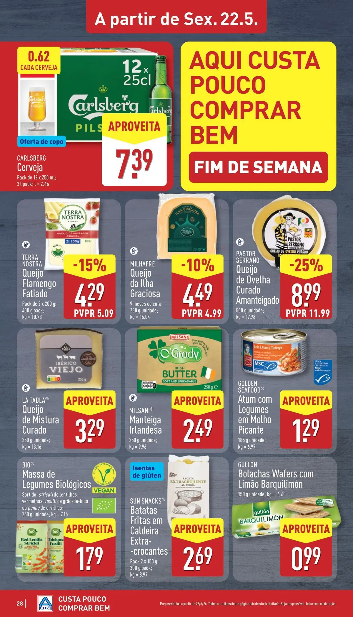 Aldi Folheto Caldas da Rainha	 » de 18/05/2026 - 24/05/2026 | Página: 28 | Produtos: Manteiga, Cerveja, Massa, Batatas fritas