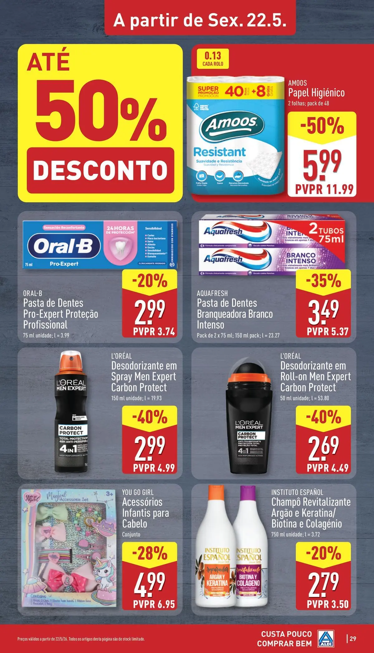 Aldi Folheto Caldas da Rainha	 » de 18/05/2026 - 24/05/2026 | Página: 29 | Produtos: Papel higiénico, Desodorizante, Pasta de dentes, Colágeno