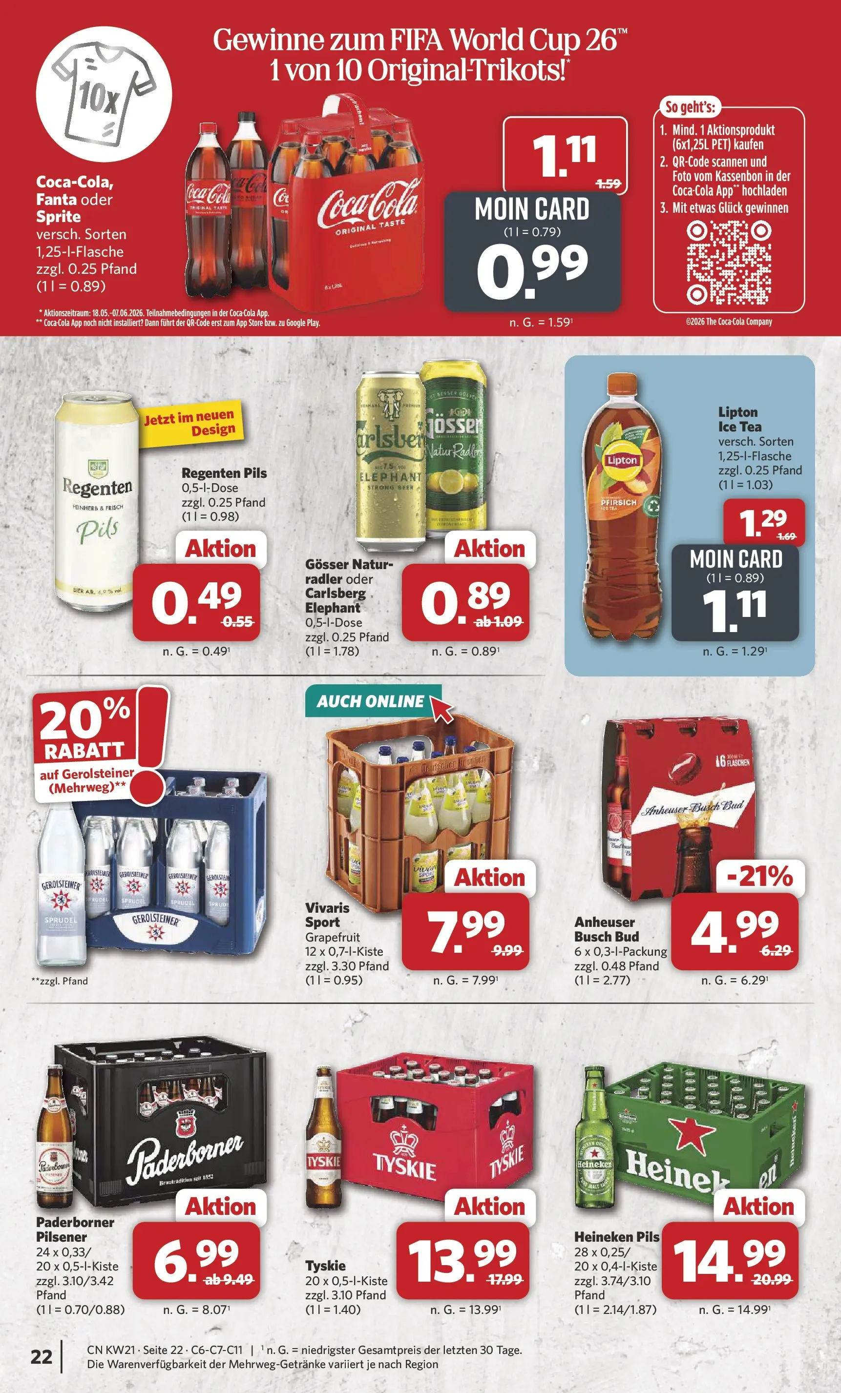 Combi Unsere Wochenangebote (ab 18.05.2026) zum Blättern | Seite: 22 | Produkte: Coca cola, Sprite, Bier, Radler