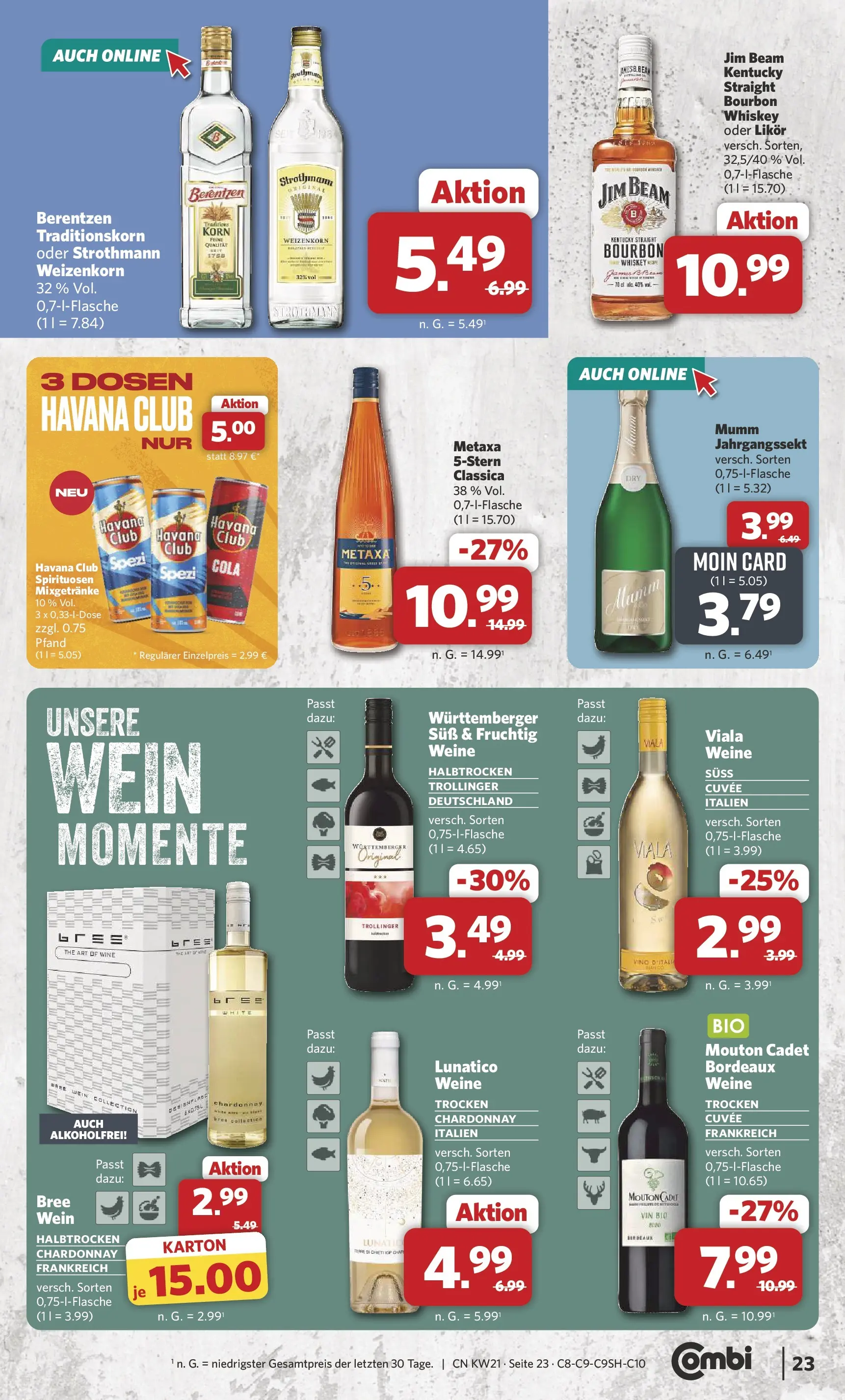 Combi - Unsere Combi Wochenangebote (ab 18.05.2026) zum Blättern | Seite: 25 | Produkte: Havana club, Metaxa, Whiskey, Berentzen