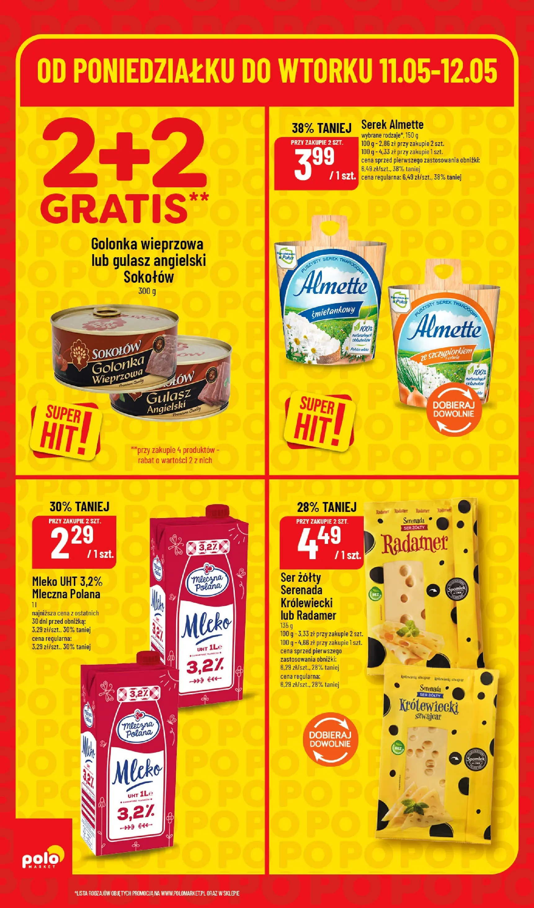 Nowa POLOmarket gazetka od jutra 10.05.2026 | Strona: 4 | Produkty: Ser żółty, Serek, Ser, Gulasz