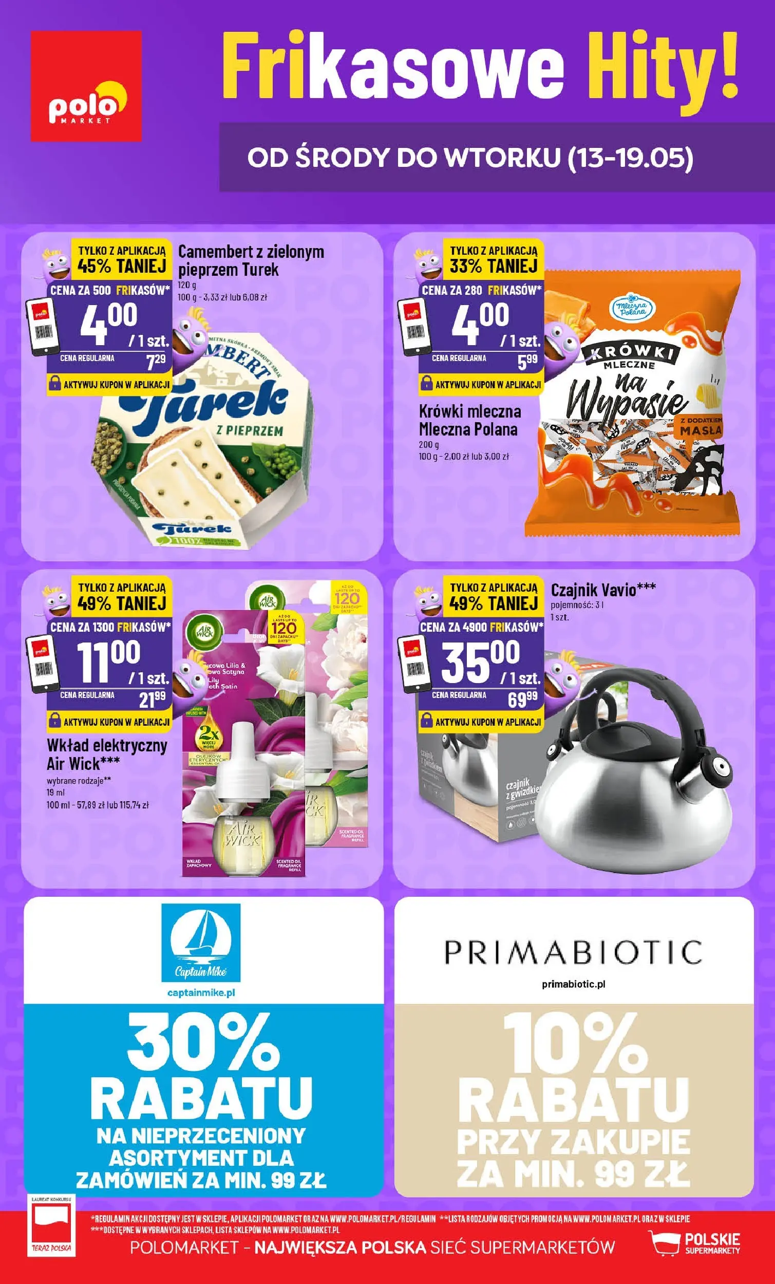 Nowa POLOmarket gazetka od jutra 12.05.2026 | Strona: 1 | Produkty: Czajnik, Camembert, Krówki