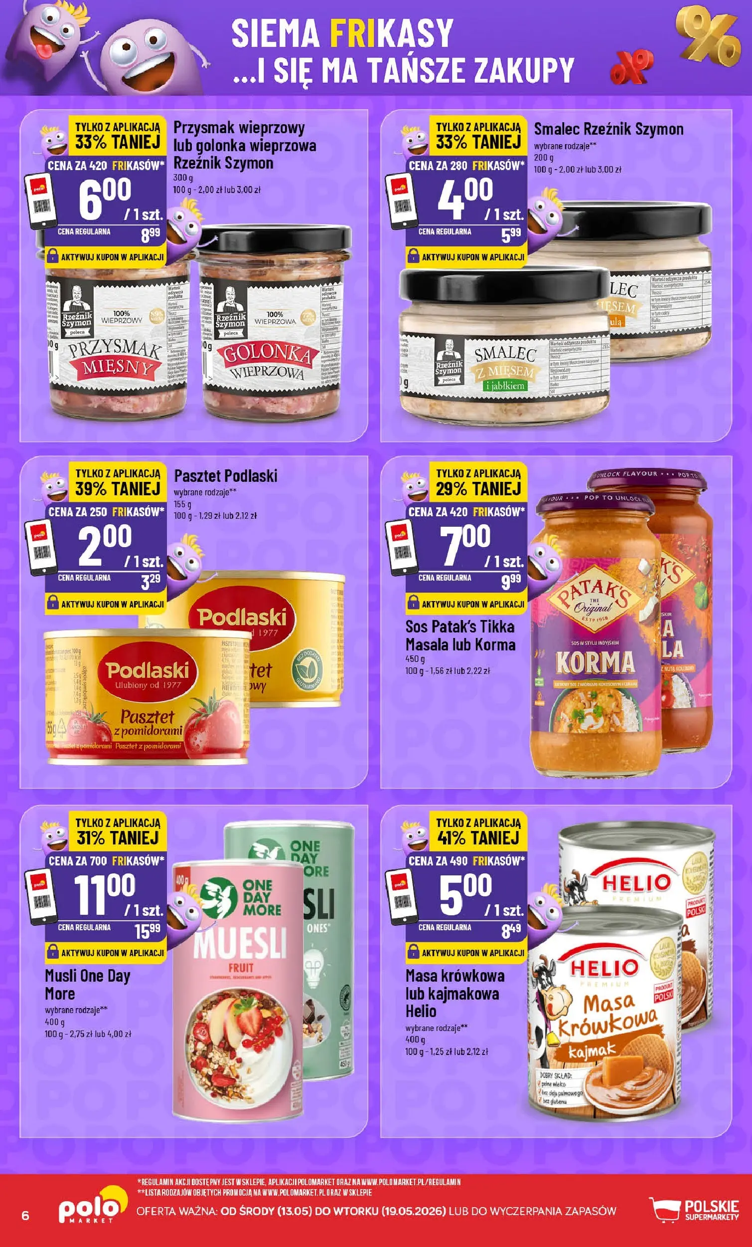 Nowa POLOmarket gazetka od jutra 12.05.2026 | Strona: 6 | Produkty: Kajmak, Mleko, Musli, Sos