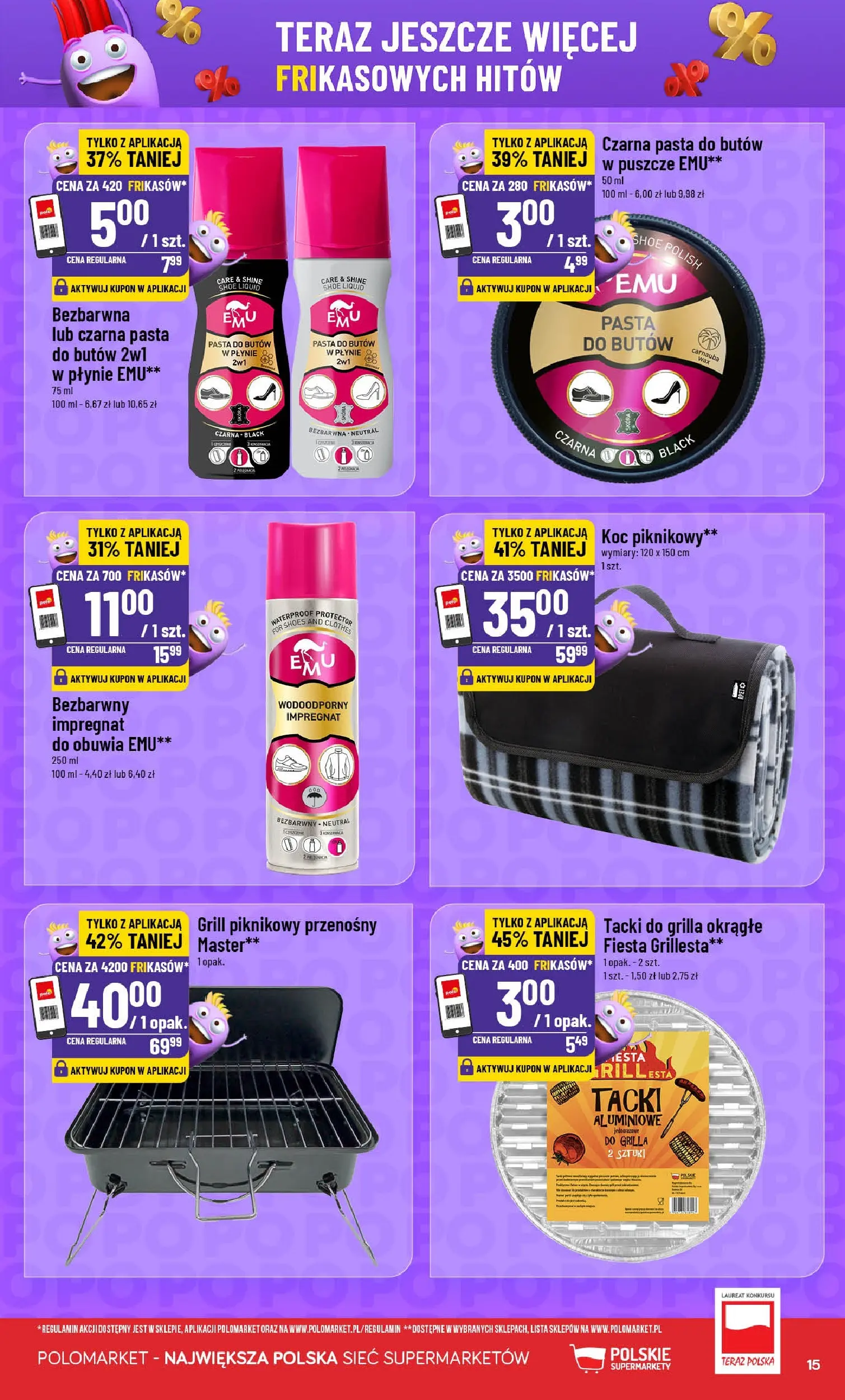 Nowa POLOmarket gazetka od jutra 12.05.2026 | Strona: 15 | Produkty: Grill, Koc