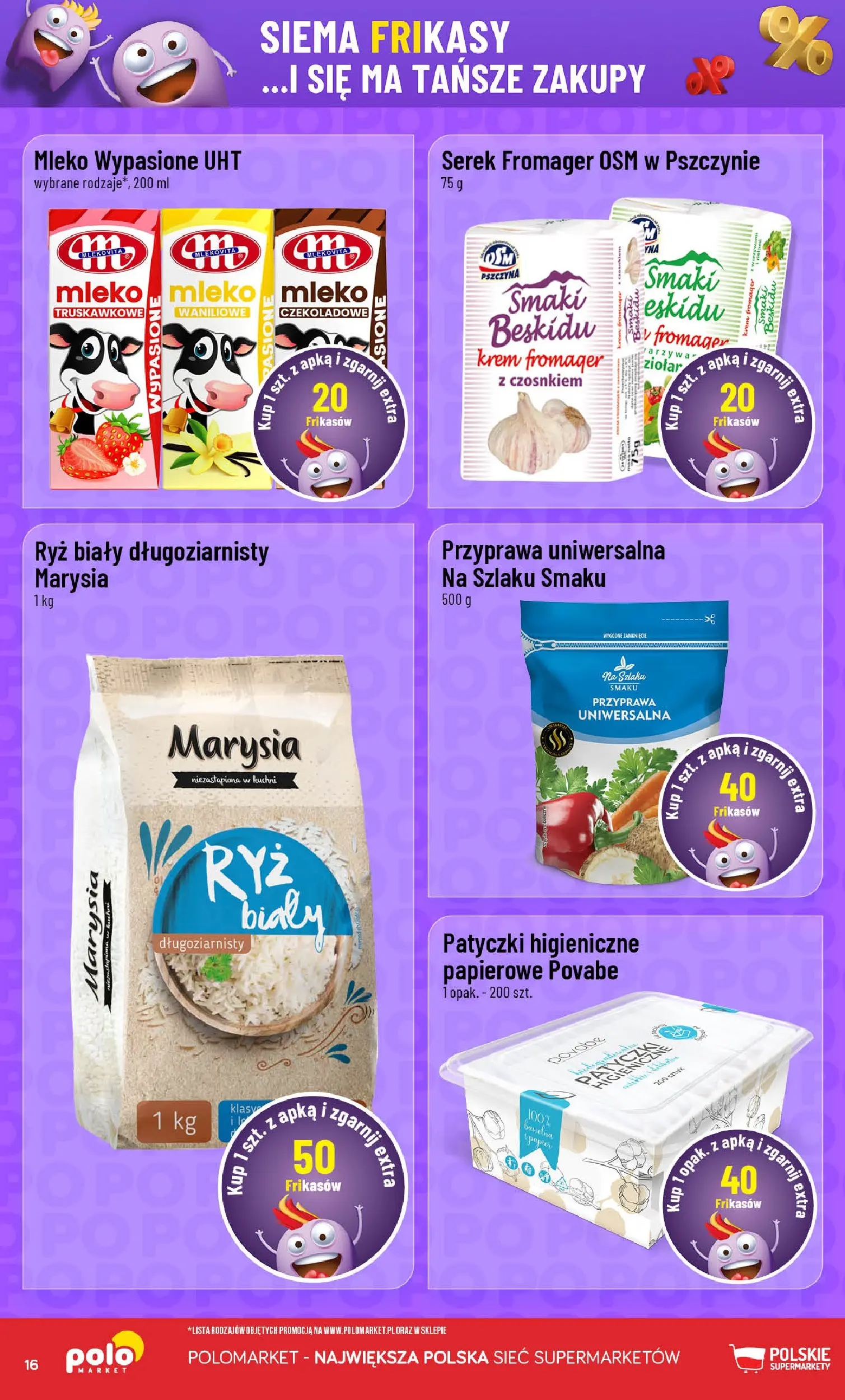 Nowa POLOmarket gazetka od jutra 12.05.2026 | Strona: 16 | Produkty: Serek, Mleko, Ryż, Krem