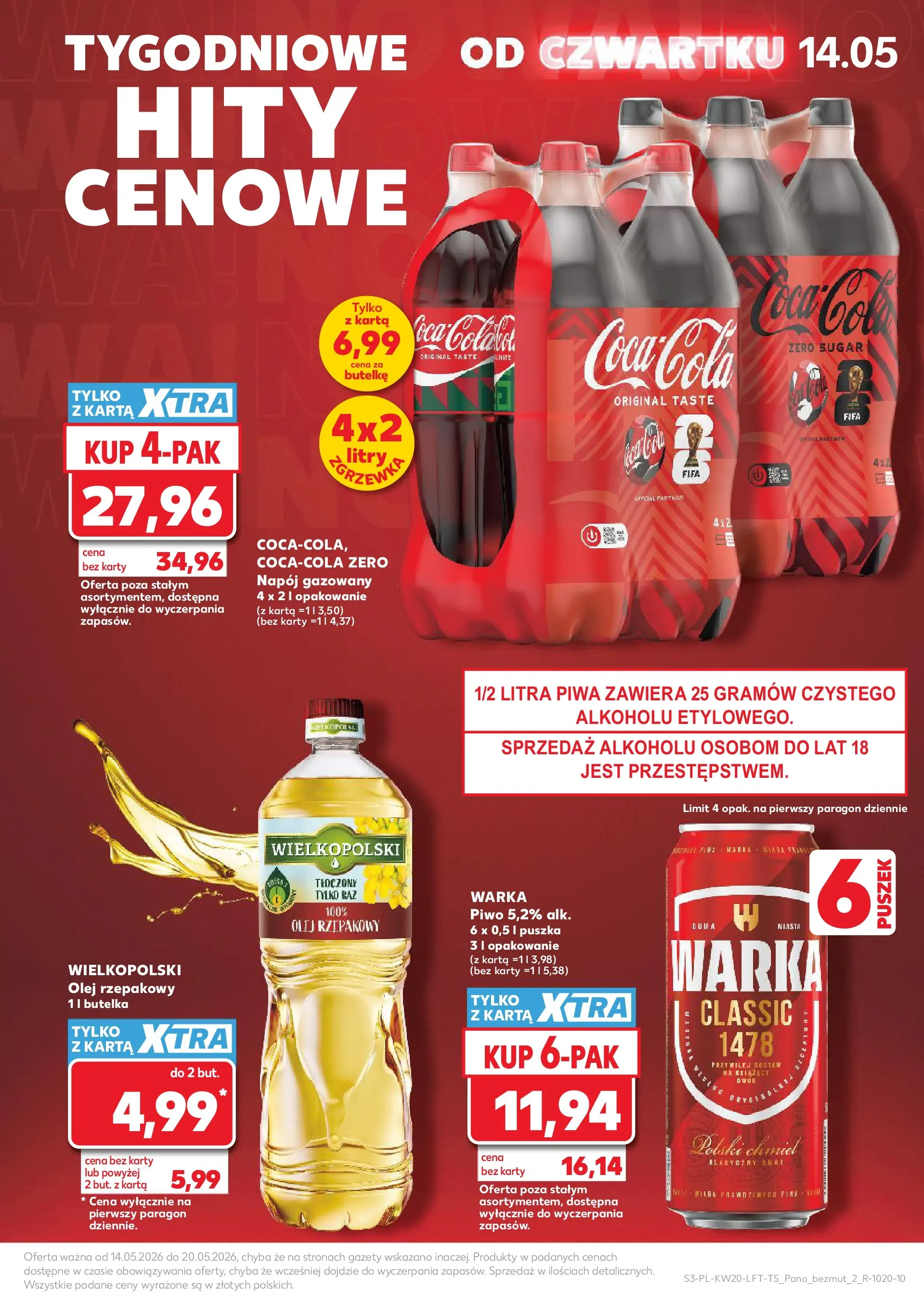 Kaufland - Kaufland Gazetka Tygodnia ważna do 20.05 (13.05.2026) - od jutra | Strona: 3 | Produkty: Karta, Coca cola, Warka, Olej Kaufland - Kaufland Gazetka Tygodnia ważna do 20.05 od 13.05.2026 - od jutra PDF | Strona: 3 | Produkty: Karta, Coca cola, Warka, Olej
