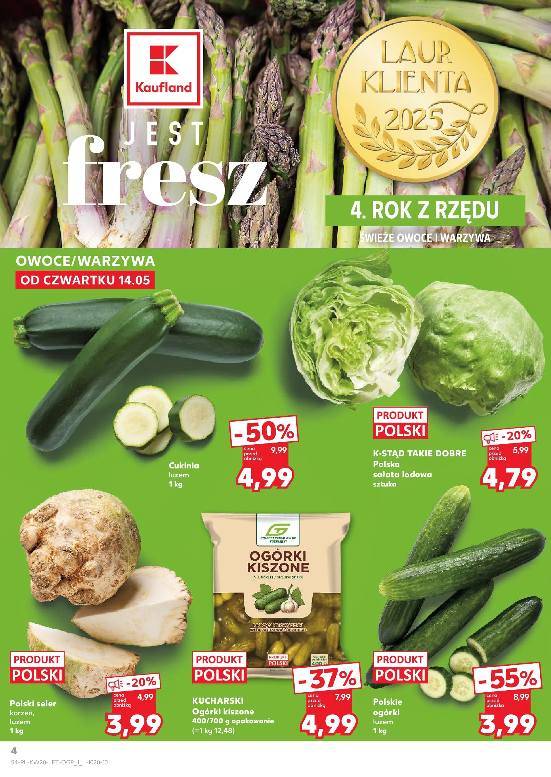 Kaufland - Kaufland Gazetka Tygodnia ważna do 20.05 (13.05.2026) - od jutra | Strona: 4 | Produkty: Cukinia, Ogórki, Warzywa, Owoce Kaufland - Kaufland Gazetka Tygodnia ważna do 20.05 od 13.05.2026 - od jutra PDF | Strona: 4 | Produkty: Cukinia, Ogórki, Warzywa, Owoce