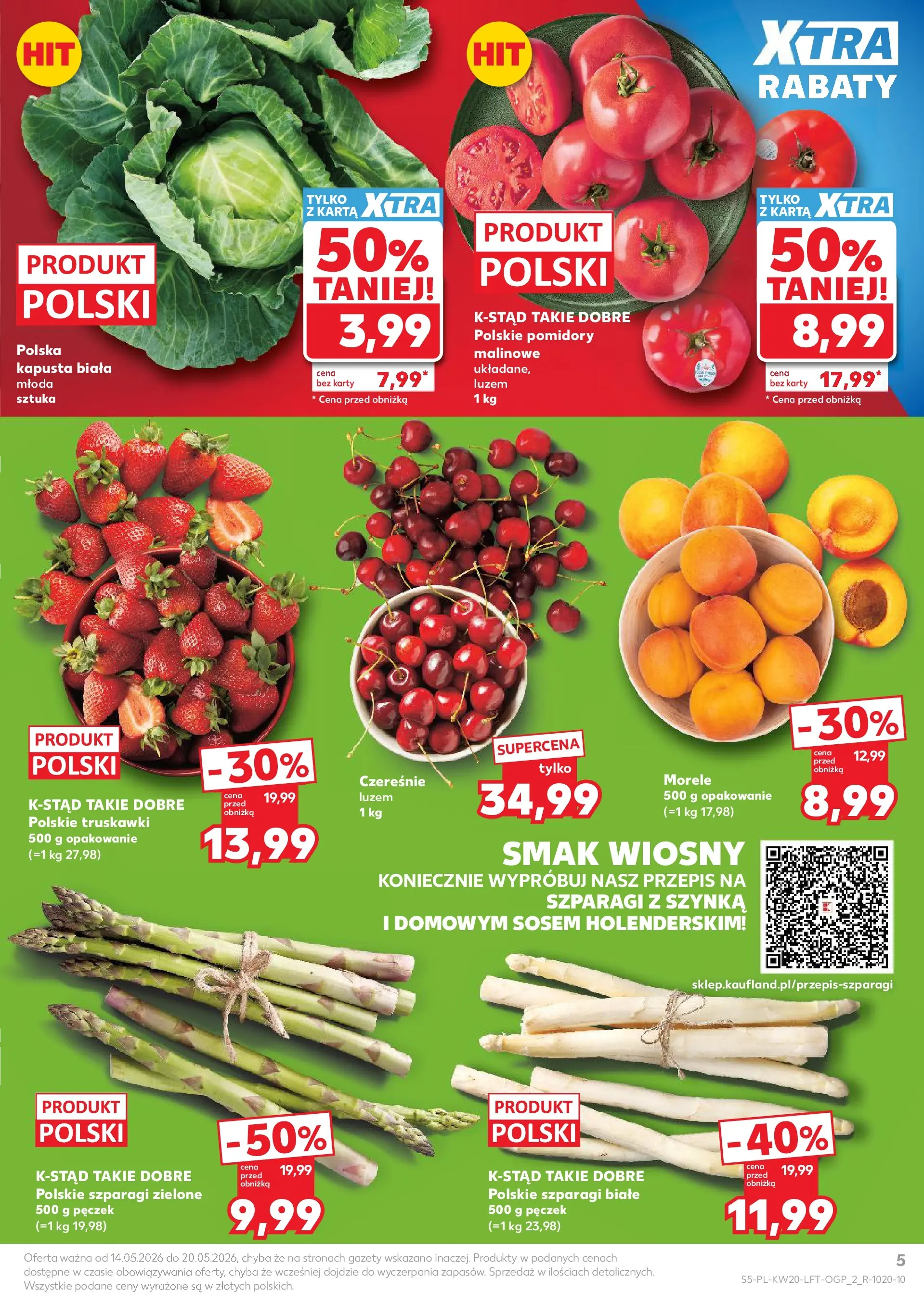 Kaufland - Kaufland Gazetka Tygodnia ważna do 20.05 (13.05.2026) - od jutra | Strona: 5 | Produkty: Szynka, Szparagi, Pomidory, Kapusta biała Kaufland - Kaufland Gazetka Tygodnia ważna do 20.05 od 13.05.2026 - od jutra PDF | Strona: 5 | Produkty: Szynka, Szparagi, Pomidory, Kapusta biała