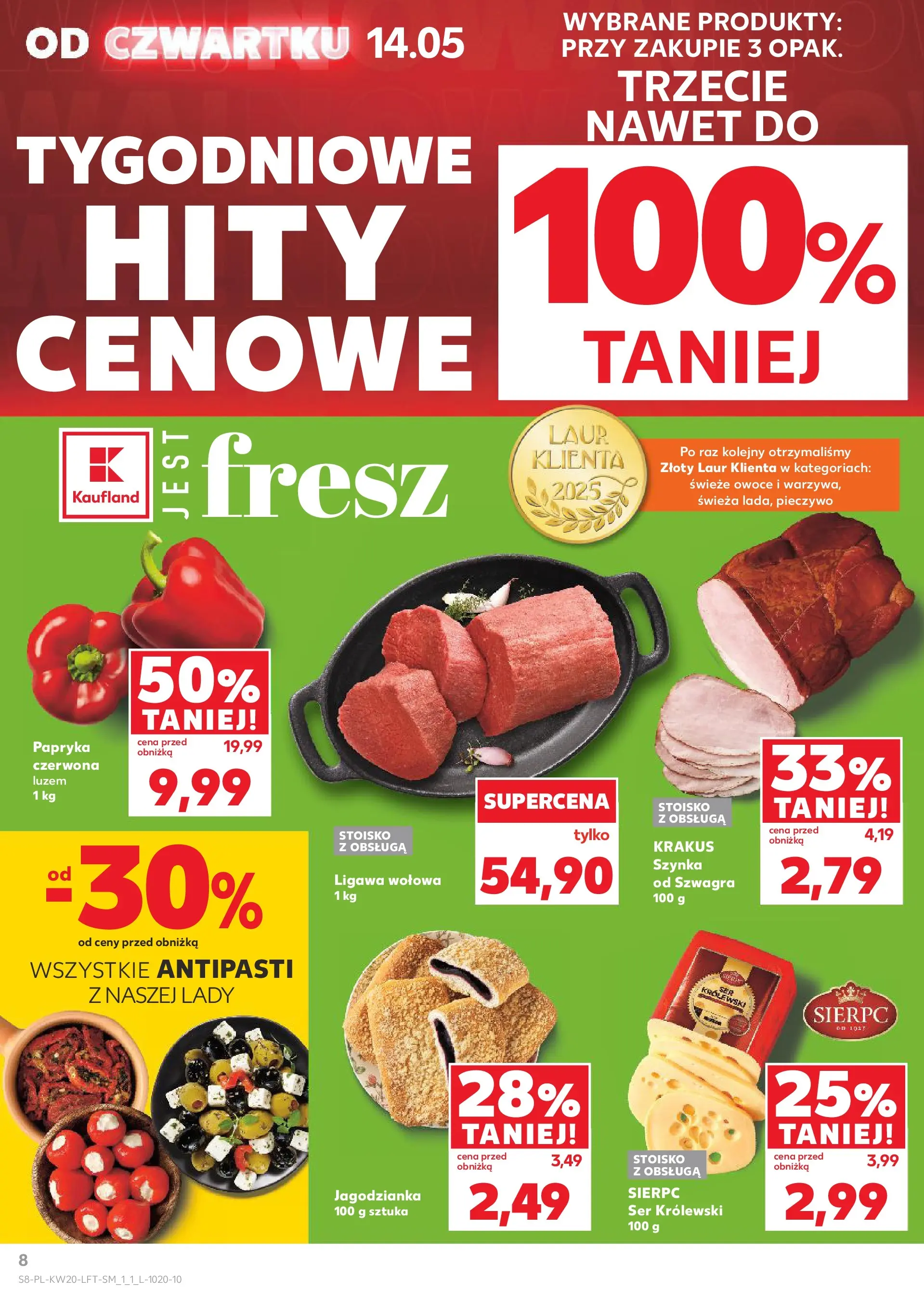Kaufland - Kaufland Gazetka Tygodnia ważna do 20.05 (13.05.2026) - od jutra | Strona: 8 | Produkty: Pieczywo, Szynka, Papryka, Ser Kaufland - Kaufland Gazetka Tygodnia ważna do 20.05 od 13.05.2026 - od jutra PDF | Strona: 8 | Produkty: Pieczywo, Szynka, Papryka, Ser