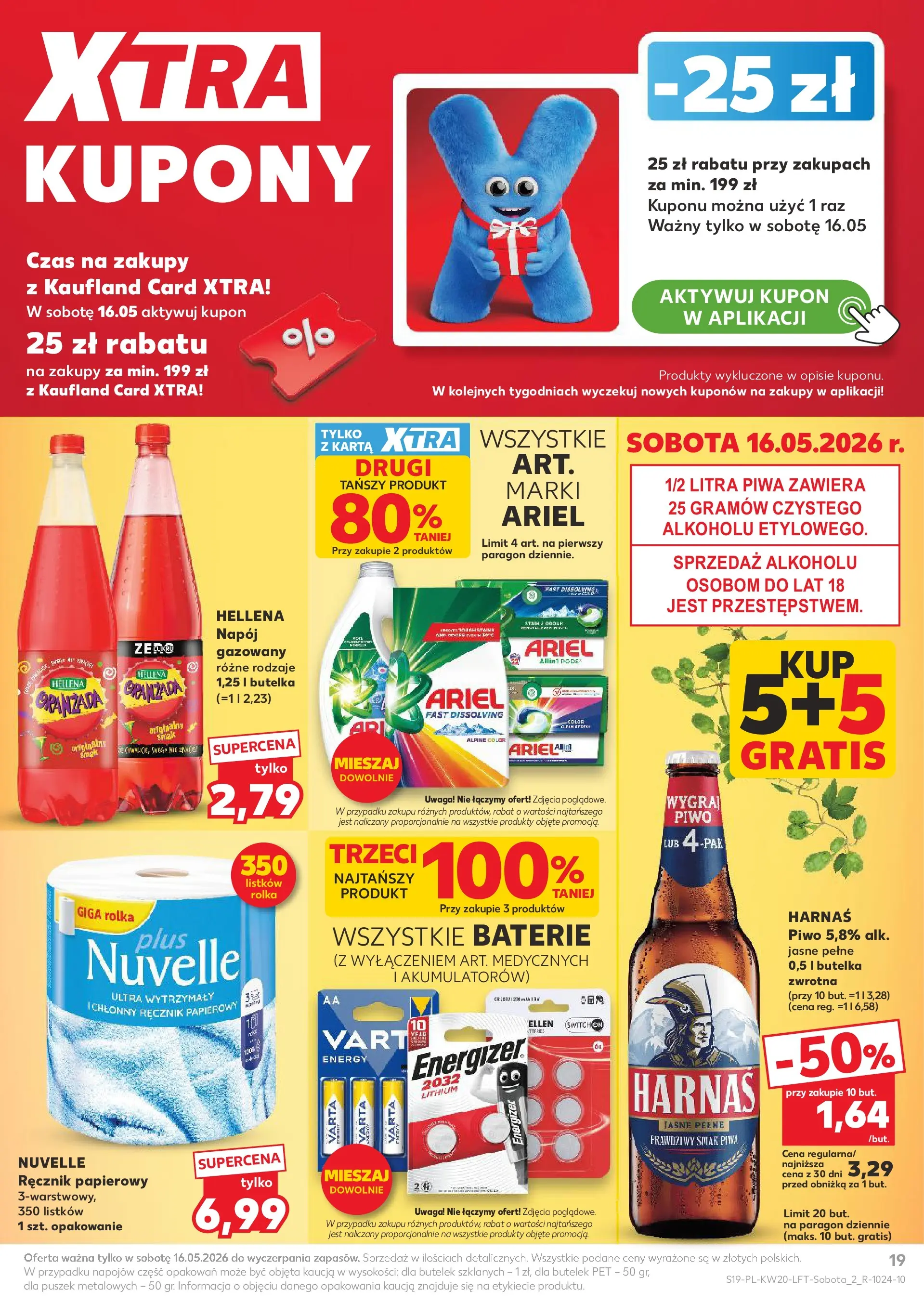 Kaufland - Kaufland Gazetka Tygodnia ważna do 20.05 (13.05.2026) - od jutra | Strona: 19 | Produkty: Baterie, Harnaś, Piwo, Ręcznik papierowy Kaufland - Kaufland Gazetka Tygodnia ważna do 20.05 od 13.05.2026 - od jutra PDF | Strona: 19 | Produkty: Baterie, Harnaś, Piwo, Ręcznik papierowy
