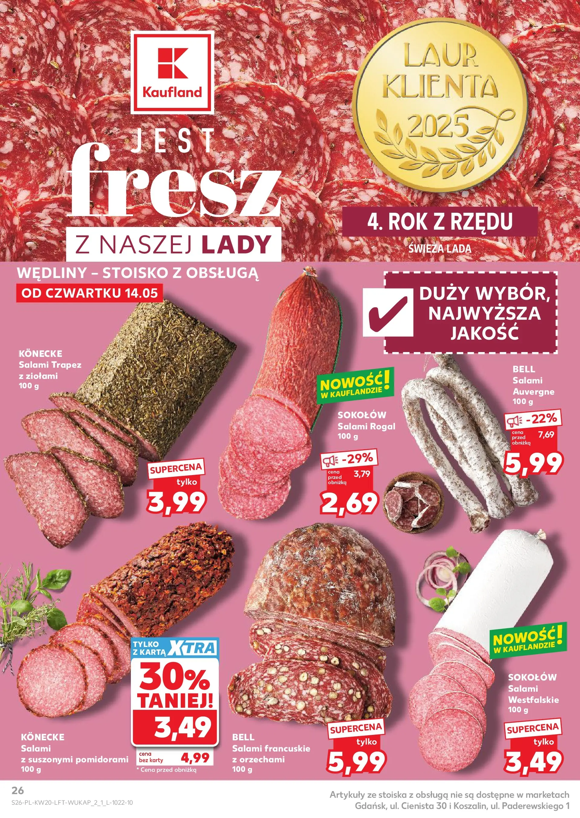 Kaufland - Kaufland Gazetka Tygodnia ważna do 20.05 (13.05.2026) - od jutra | Strona: 26 | Produkty: Karta, Bell, Salami, Wędliny Kaufland - Kaufland Gazetka Tygodnia ważna do 20.05 od 13.05.2026 - od jutra PDF | Strona: 26 | Produkty: Karta, Bell, Salami, Wędliny