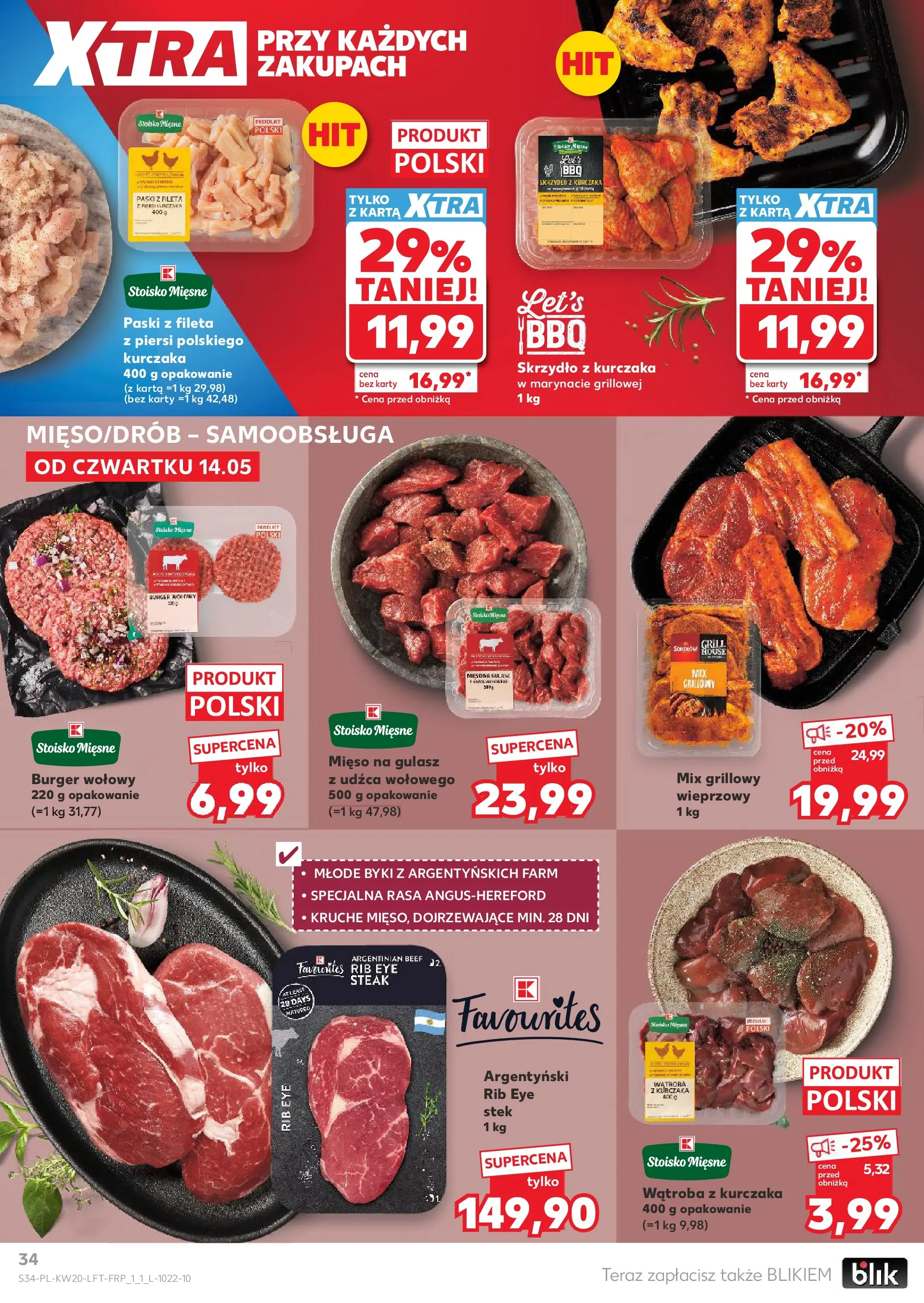 Kaufland - Kaufland Gazetka Tygodnia ważna do 20.05 (13.05.2026) - od jutra | Strona: 34 | Produkty: Karta, Burger wołowy, Mięso na gulasz, Gulasz Kaufland - Kaufland Gazetka Tygodnia ważna do 20.05 od 13.05.2026 - od jutra PDF | Strona: 34 | Produkty: Karta, Burger wołowy, Mięso na gulasz, Gulasz