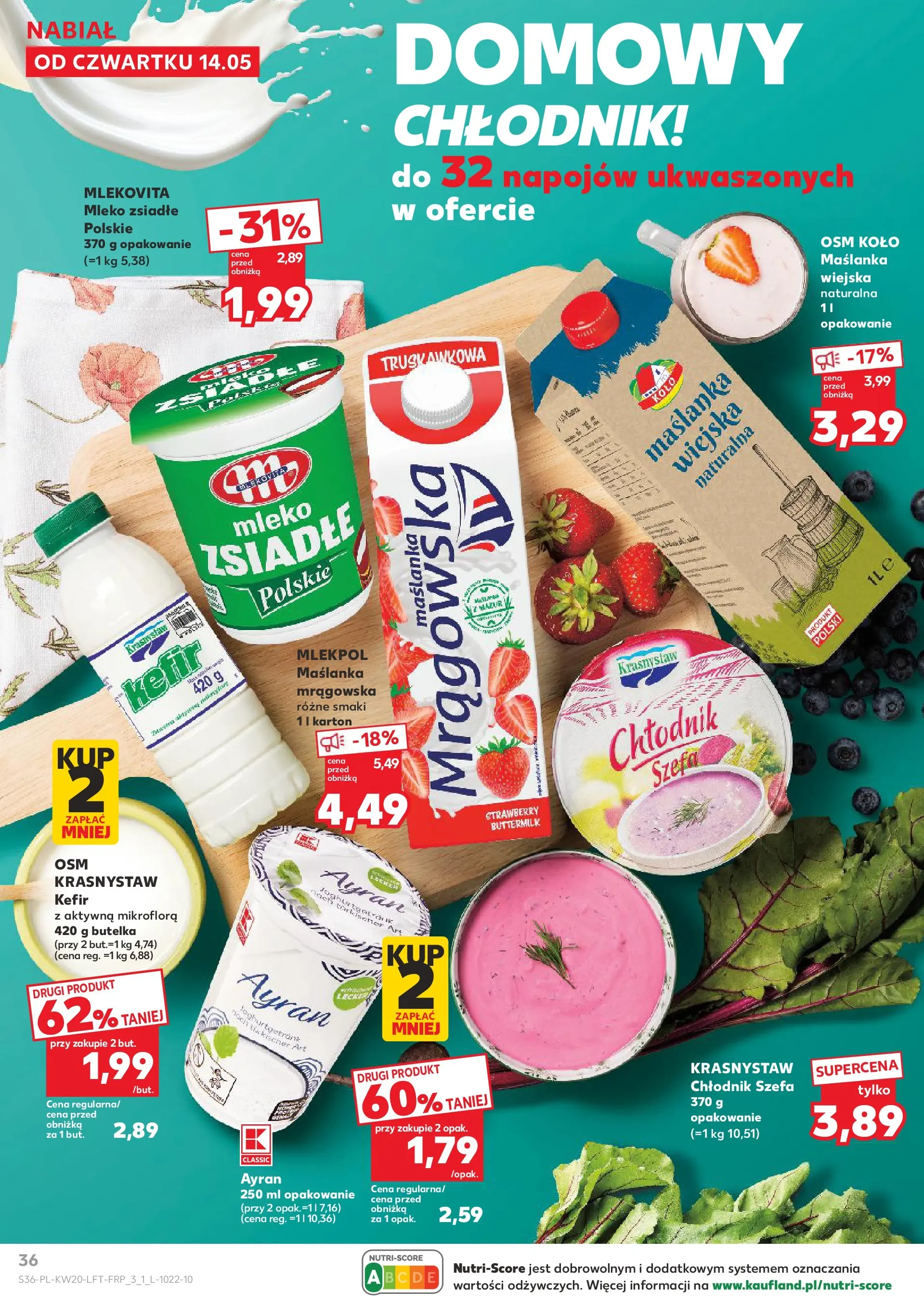 Kaufland - Kaufland Gazetka Tygodnia ważna do 20.05 (13.05.2026) - od jutra | Strona: 36 | Produkty: Kefir, Maślanka, Mleko Kaufland - Kaufland Gazetka Tygodnia ważna do 20.05 od 13.05.2026 - od jutra PDF | Strona: 36 | Produkty: Kefir, Maślanka, Mleko