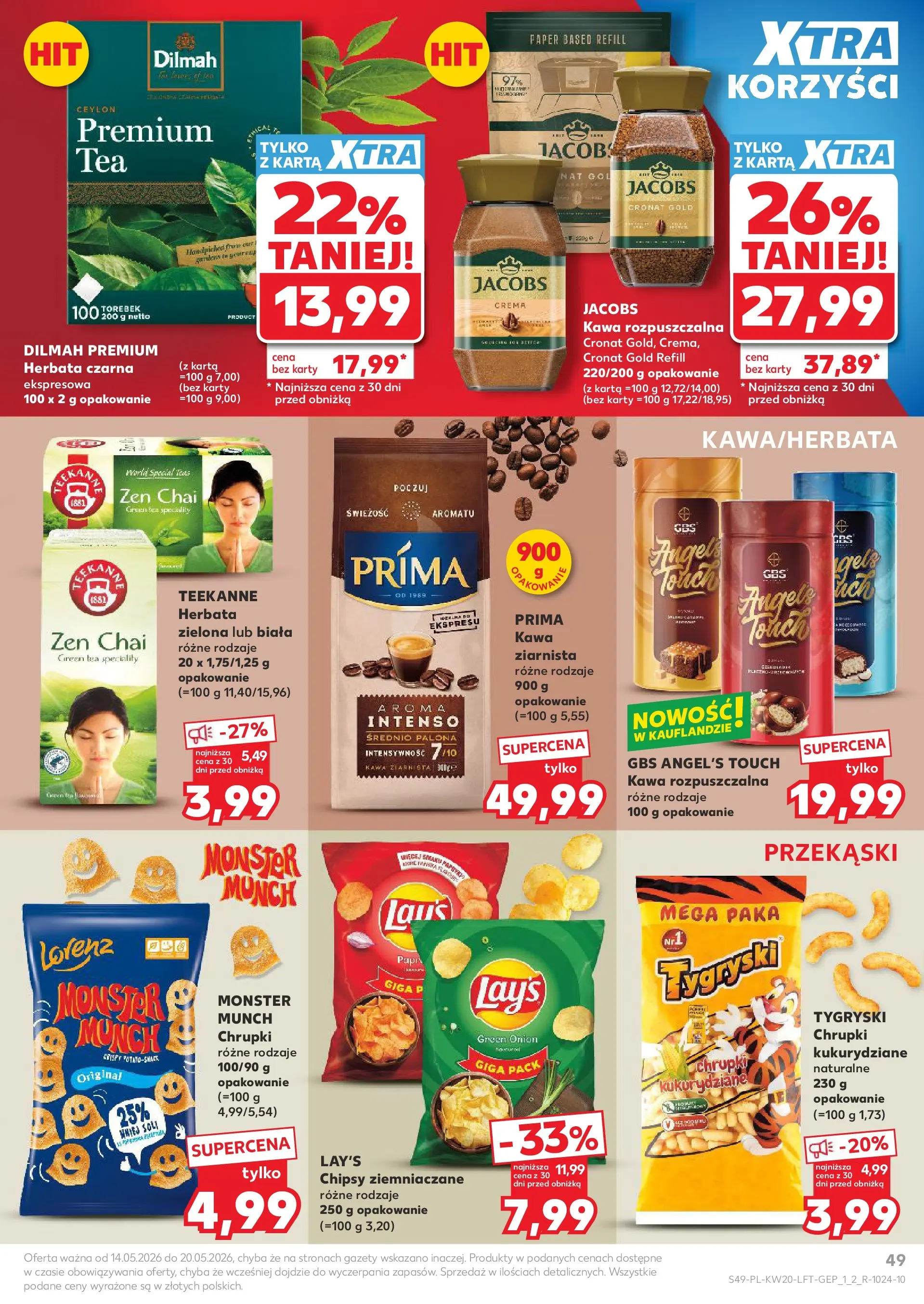 Kaufland - Kaufland Gazetka Tygodnia ważna do 20.05 (13.05.2026) - od jutra | Strona: 49 | Produkty: Gbs, Chipsy, Kawa rozpuszczalna, Herbata Kaufland - Kaufland Gazetka Tygodnia ważna do 20.05 od 13.05.2026 - od jutra PDF | Strona: 49 | Produkty: Gbs, Chipsy, Kawa rozpuszczalna, Herbata
