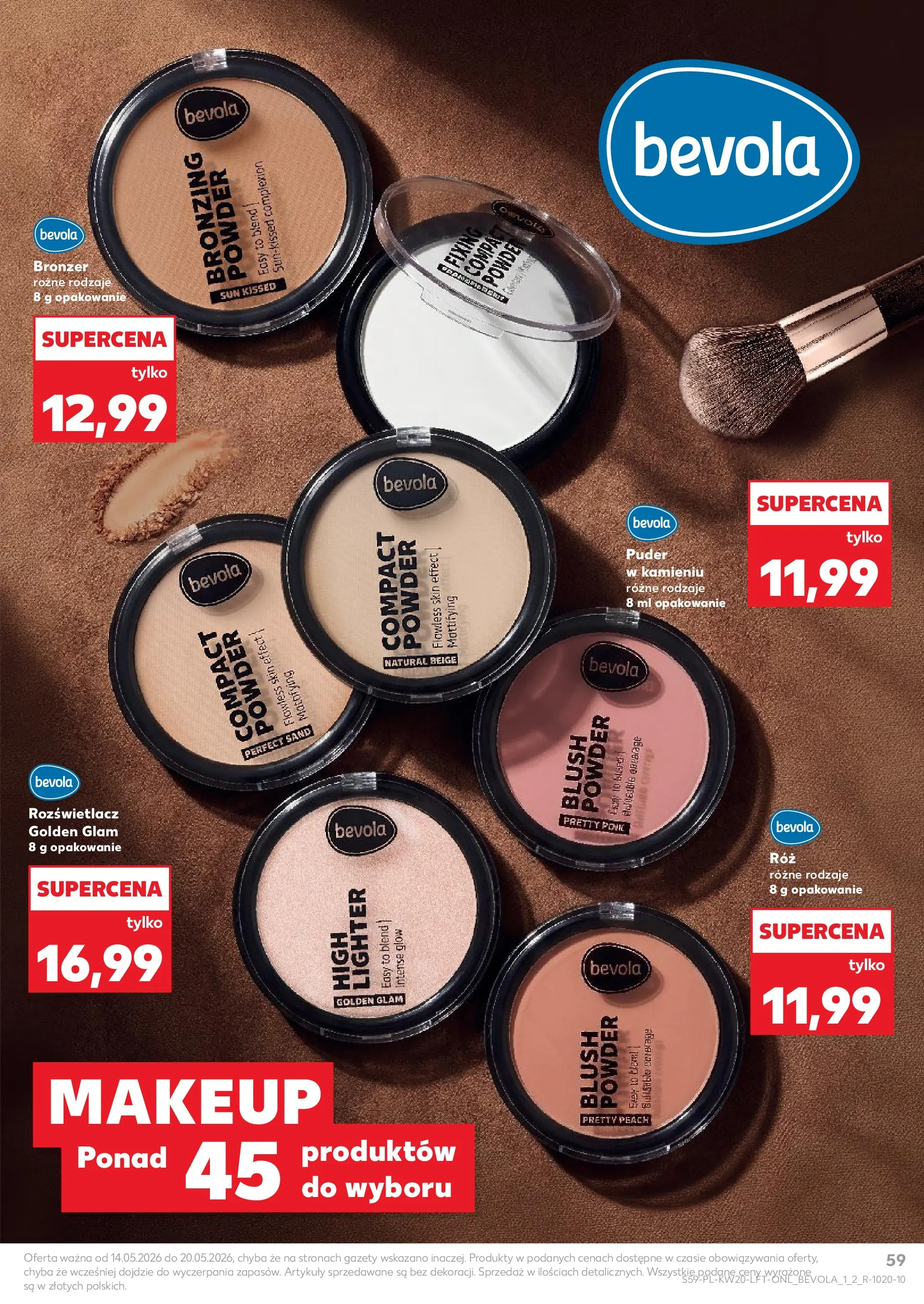 Kaufland - Kaufland Gazetka Tygodnia ważna do 20.05 (13.05.2026) - od jutra | Strona: 59 | Produkty: Puder, Bronzer, Rozświetlacz Kaufland - Kaufland Gazetka Tygodnia ważna do 20.05 od 13.05.2026 - od jutra PDF | Strona: 59 | Produkty: Puder, Bronzer, Rozświetlacz