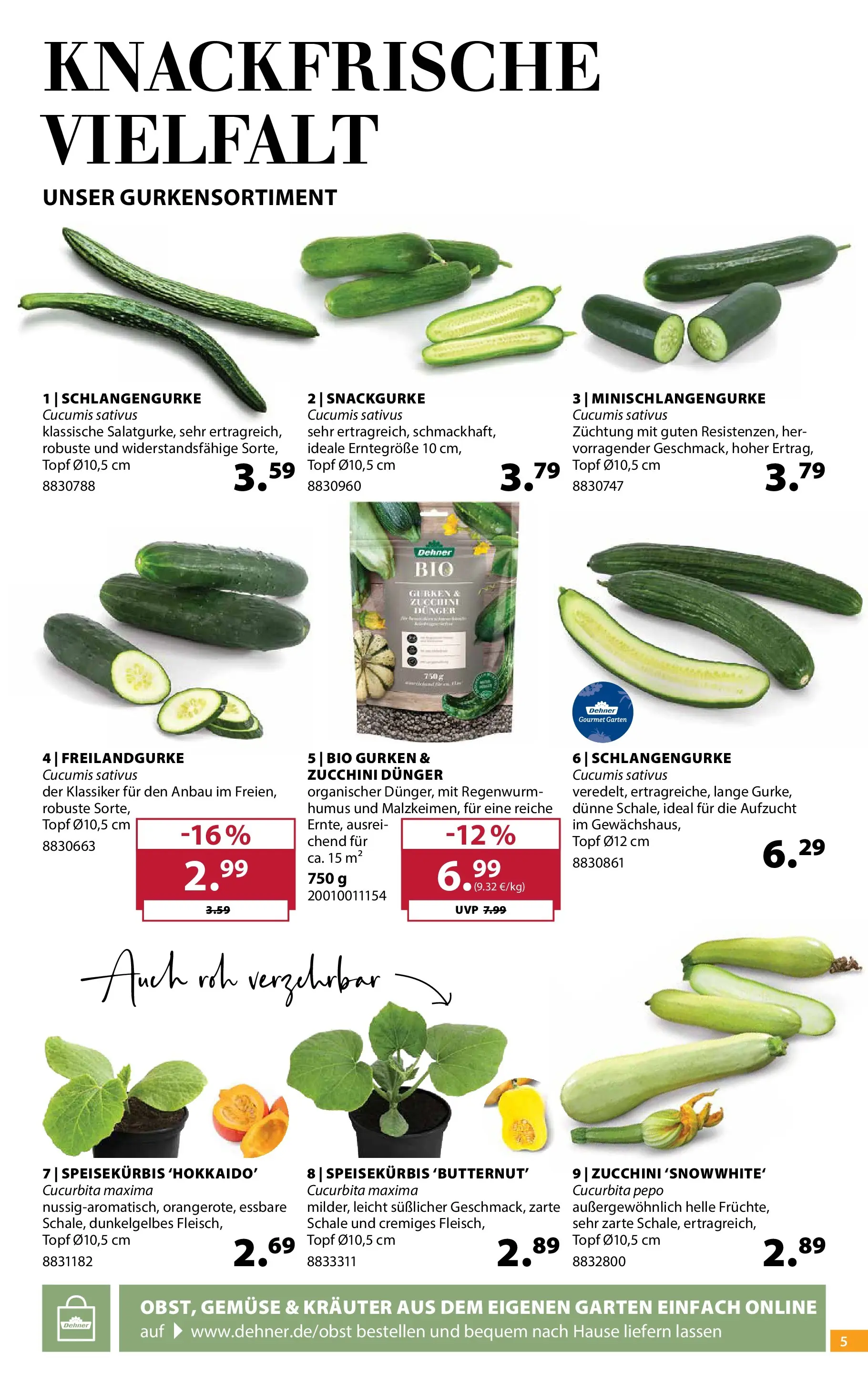 Dehner - Dehner: Garten & Zoo (ab 18.05.2026) zum Blättern | Seite: 5 | Produkte: Gemüse, Zucchini, Fleisch, Gurken