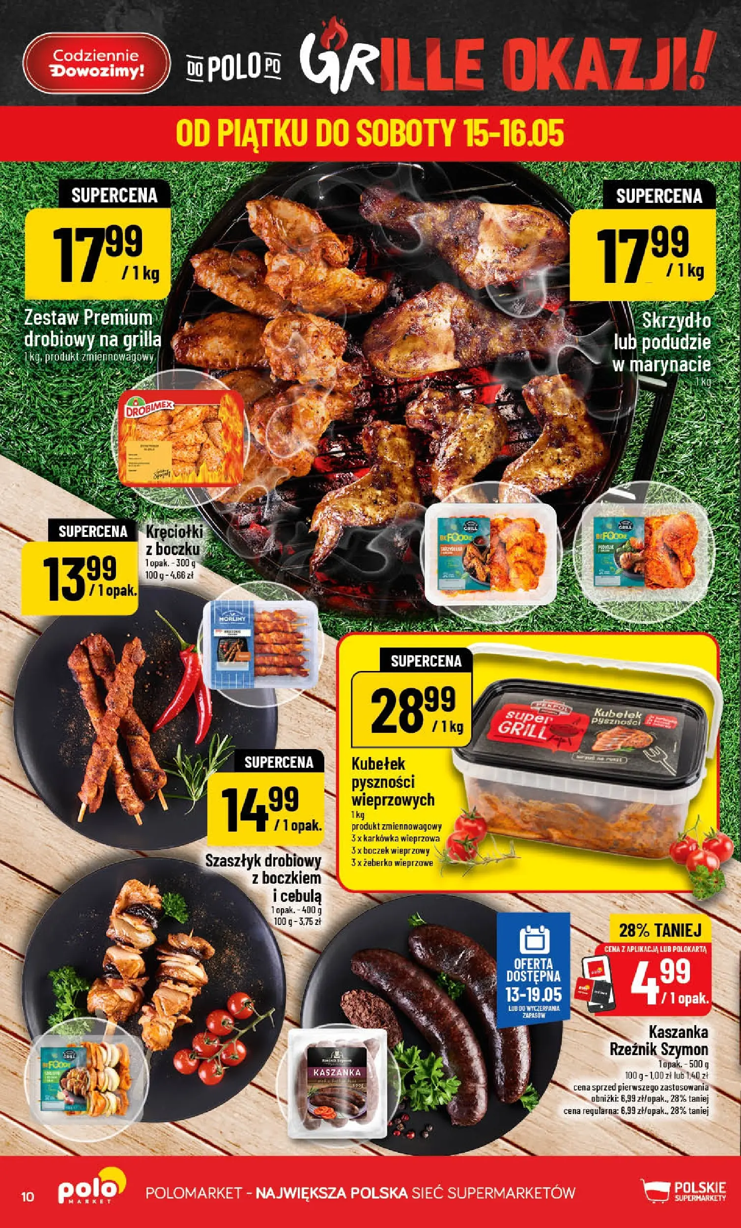 Nowa POLOmarket gazetka od jutra 13.05.2026 | Strona: 10 | Produkty: Karkówka, Karkówka wieprzowa, Boczek wieprzowy, Kaszanka