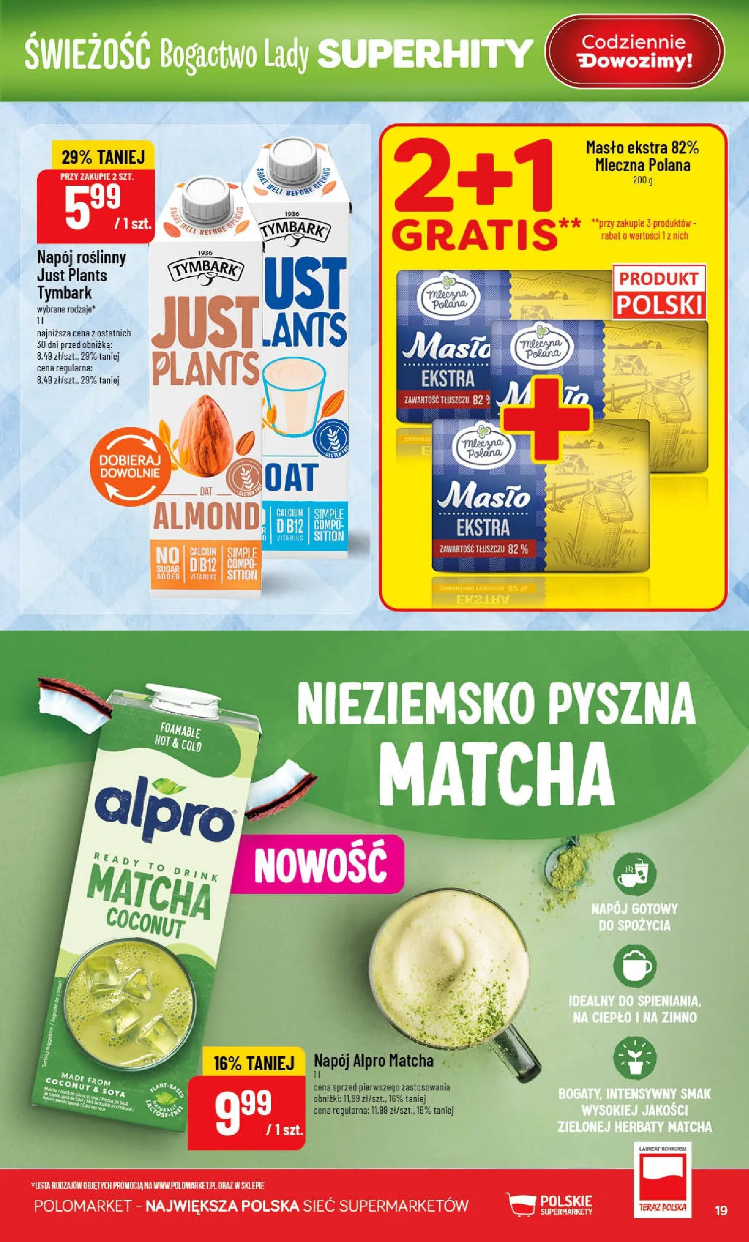 Nowa POLOmarket gazetka od jutra 13.05.2026 | Strona: 19 | Produkty: Alpro, Masło