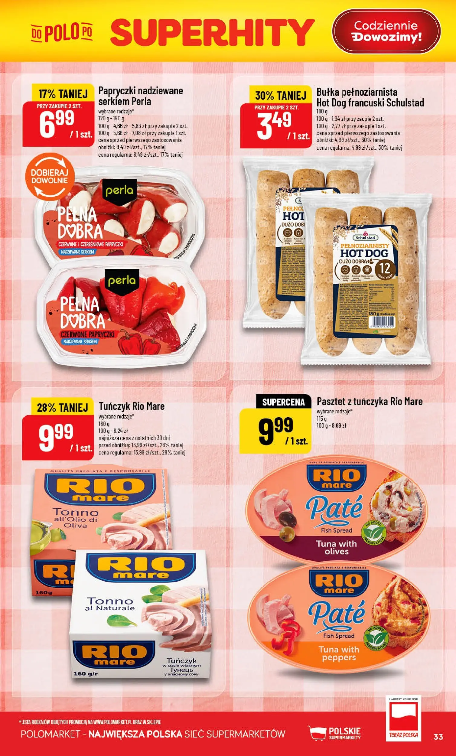 Nowa POLOmarket gazetka od jutra 13.05.2026 | Strona: 33 | Produkty: Tuńczyk, Bułka, Tuńczyk rio mare
