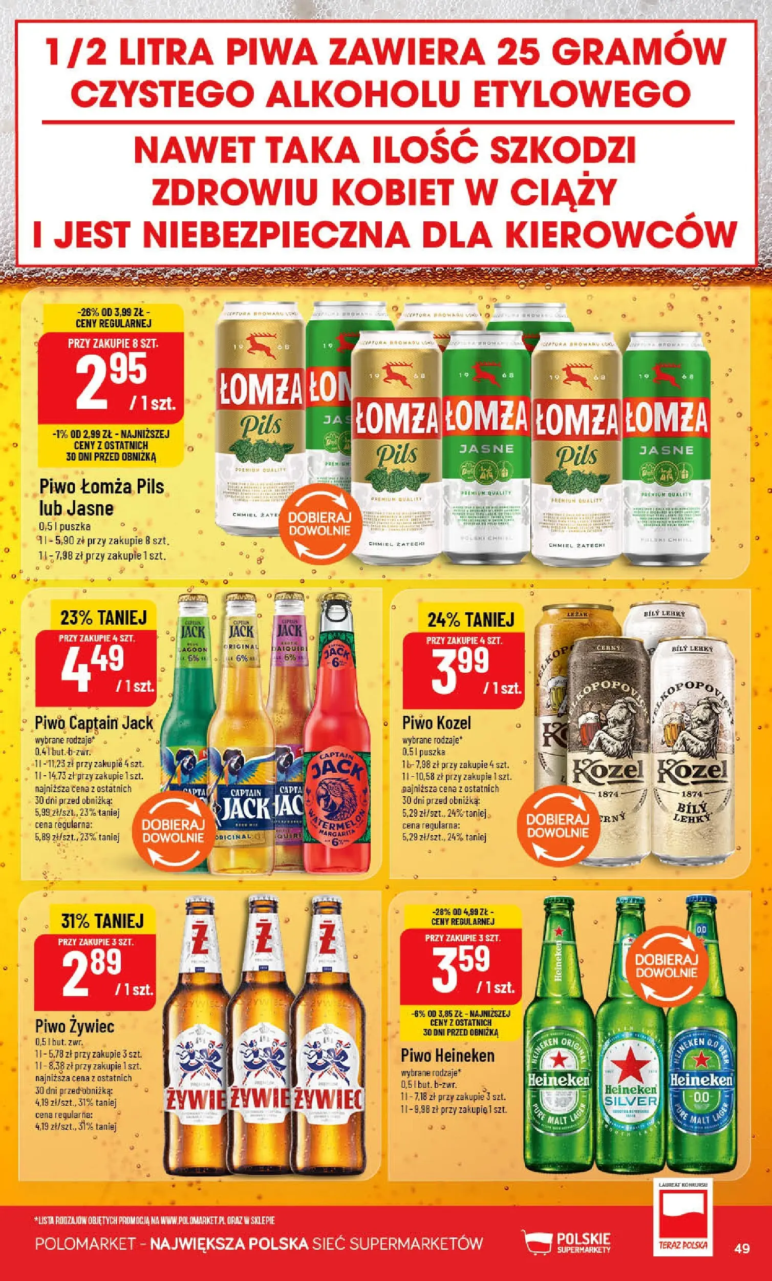 Nowa POLOmarket gazetka od jutra 13.05.2026 | Strona: 49 | Produkty: Piwo, Piwo kozel, Heineken