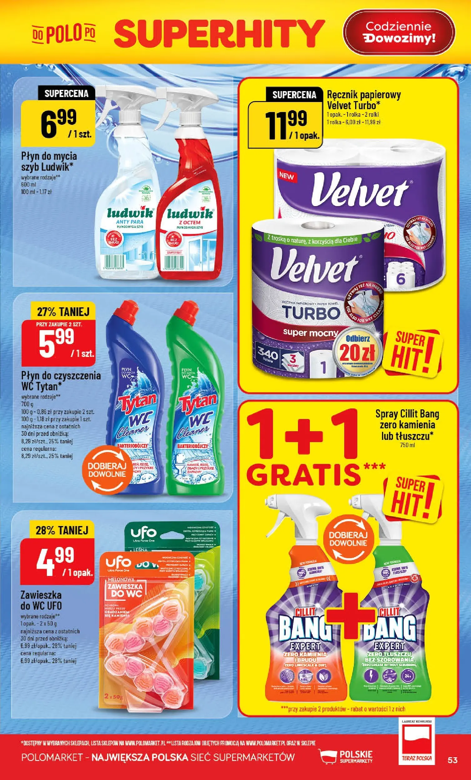 Nowa POLOmarket gazetka od jutra 13.05.2026 | Strona: 53 | Produkty: Płyn do mycia szyb, Rolki, Cleaner, Ręcznik papierowy
