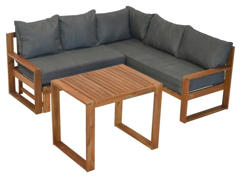 Loungegarnitur "Merida", Grau/Naturfarben