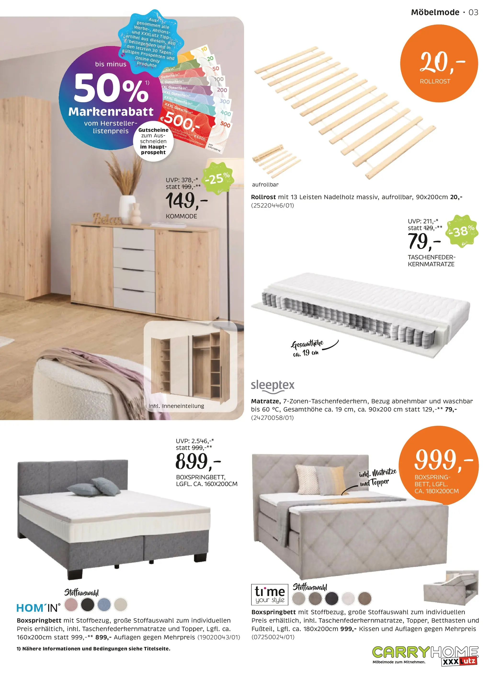XXXLutz - Carry Home von 26.05.2026 - Aktuelle Angebote | Seite: 3 | Produkte: Matratze, Kissen, Kommode