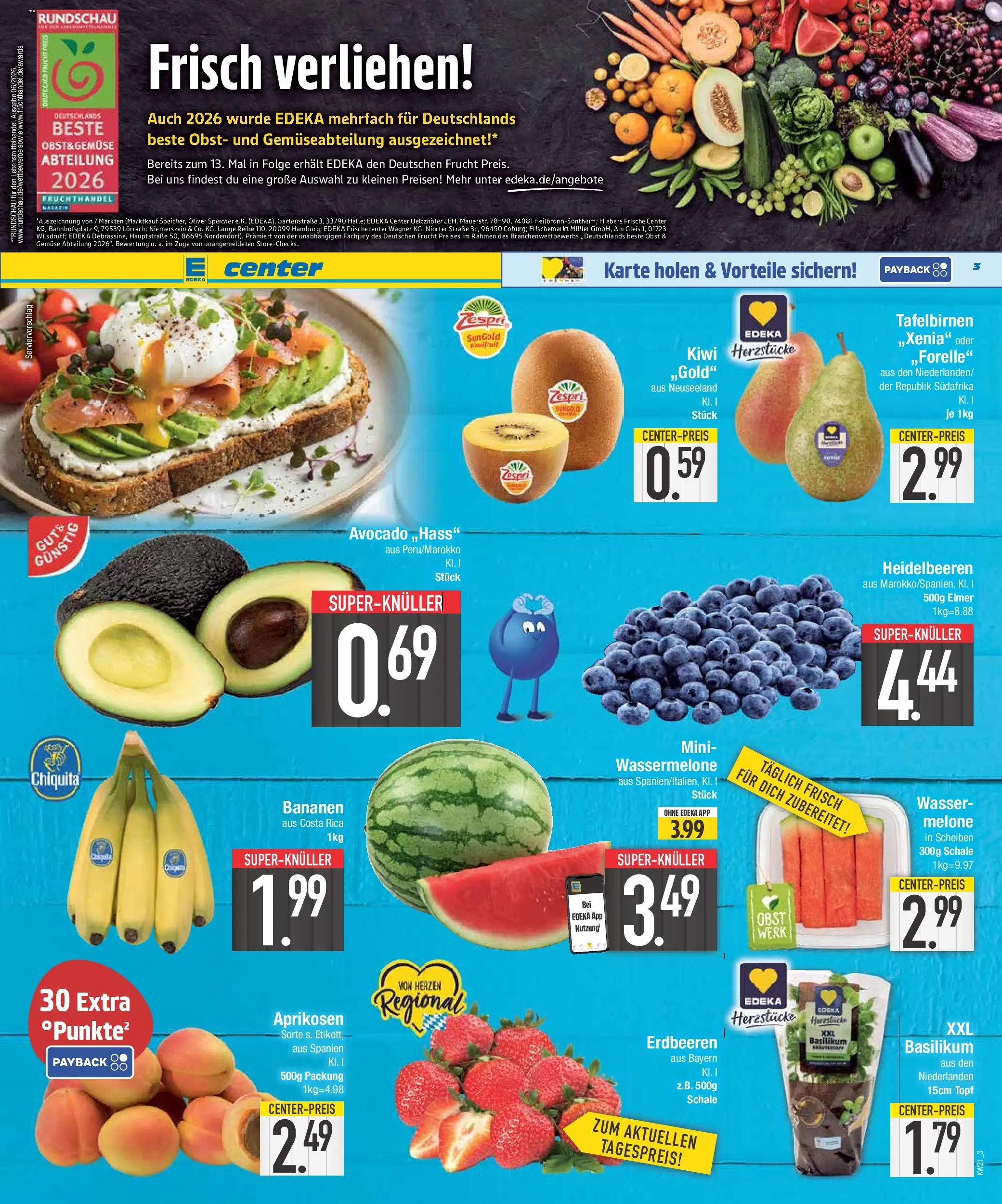 Edeka prospekt Abensberg	 (ab 17.05.2026) » Angebote Online | Seite: 4 | Produkte: Bananen, Gemüse, Obst, Erdbeeren