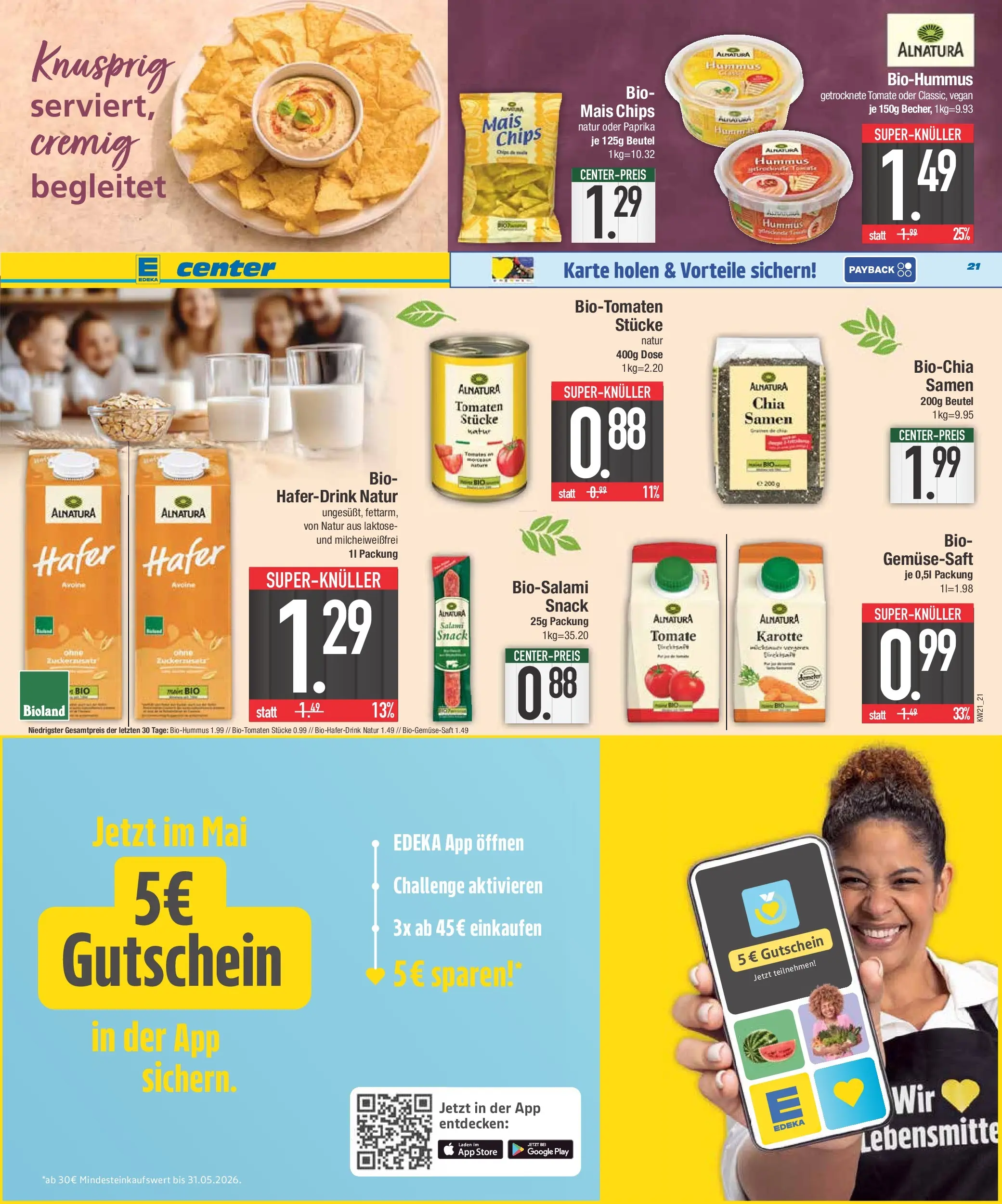 Edeka prospekt Abensberg	 (ab 17.05.2026) » Angebote Online | Seite: 22 | Produkte: Tomaten, Haferdrink, Salami, Chips