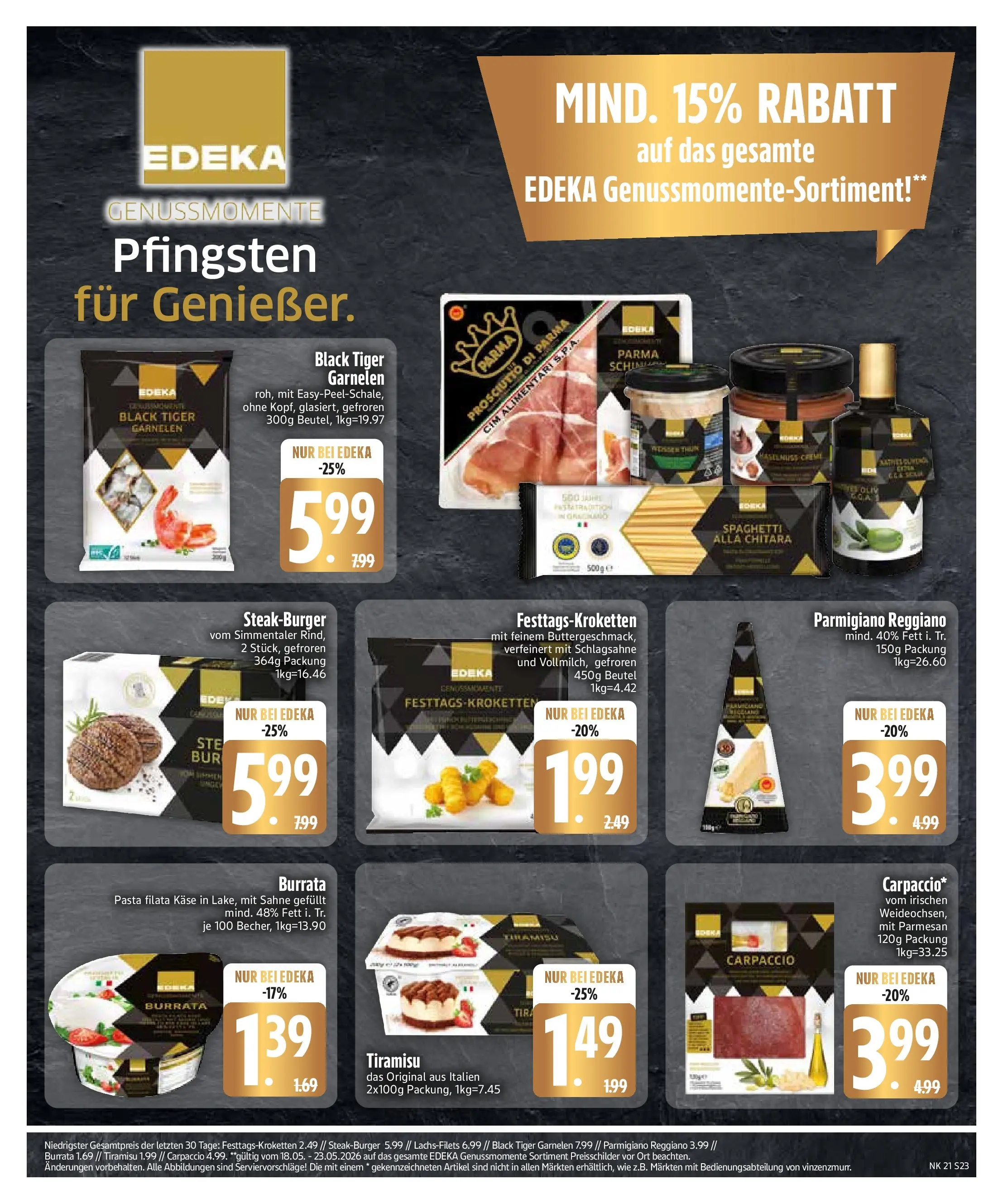 Edeka prospekt Rötz	 (ab 17.05.2026) » Angebote Online | Seite: 26 | Produkte: Käse, Burger, Garnelen, Tiger garnelen