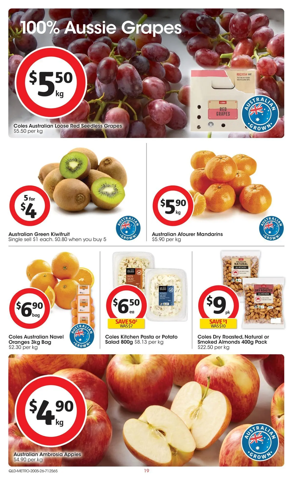 ﻿Coles catalogue valid from 19/05/2026 > Online Australia | Page: 19 | Products: Almonds, Apples, Oranges, Pasta