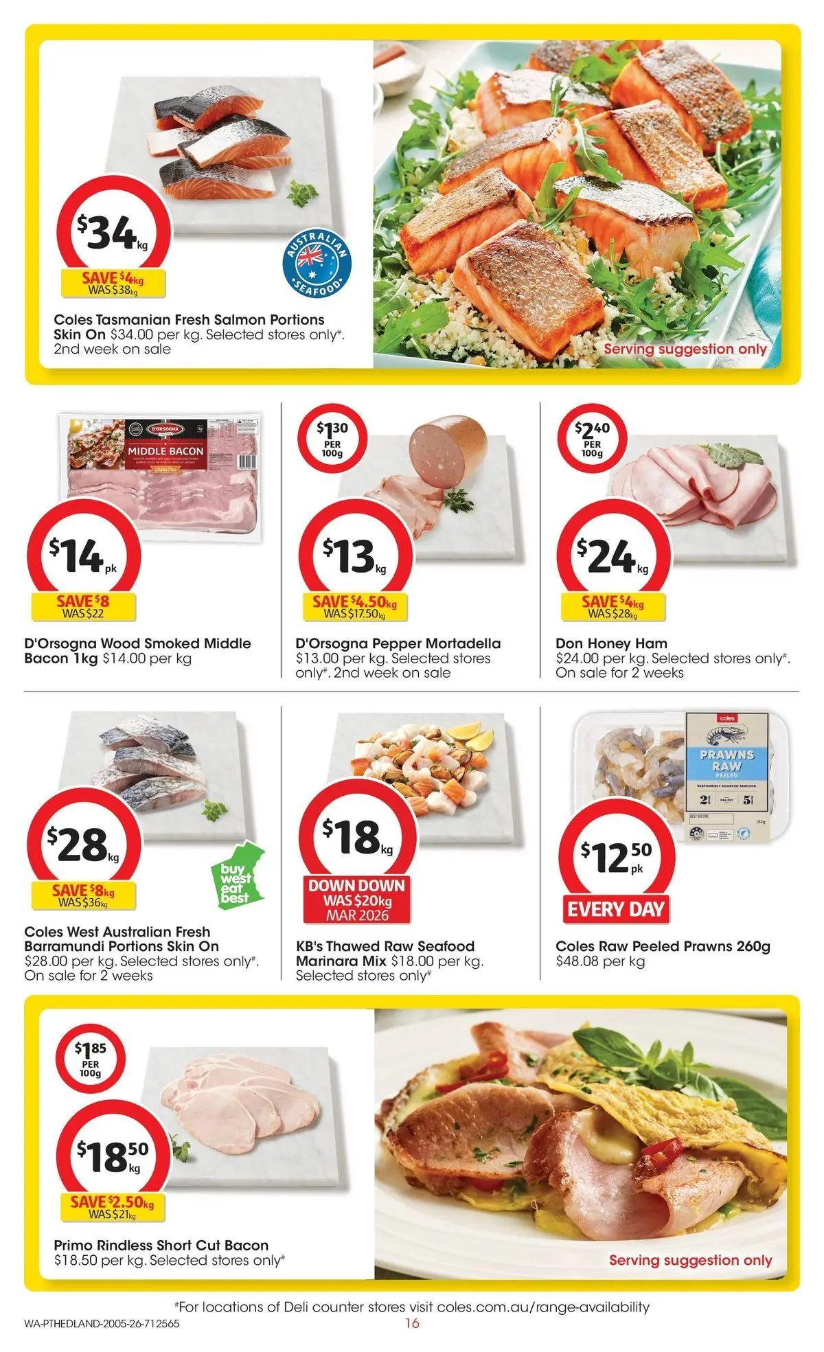 ﻿Coles catalogue valid from 19/05/2026 > Online Australia | Page: 16 | Products: Bacon, Ham, Pepper, Seafood