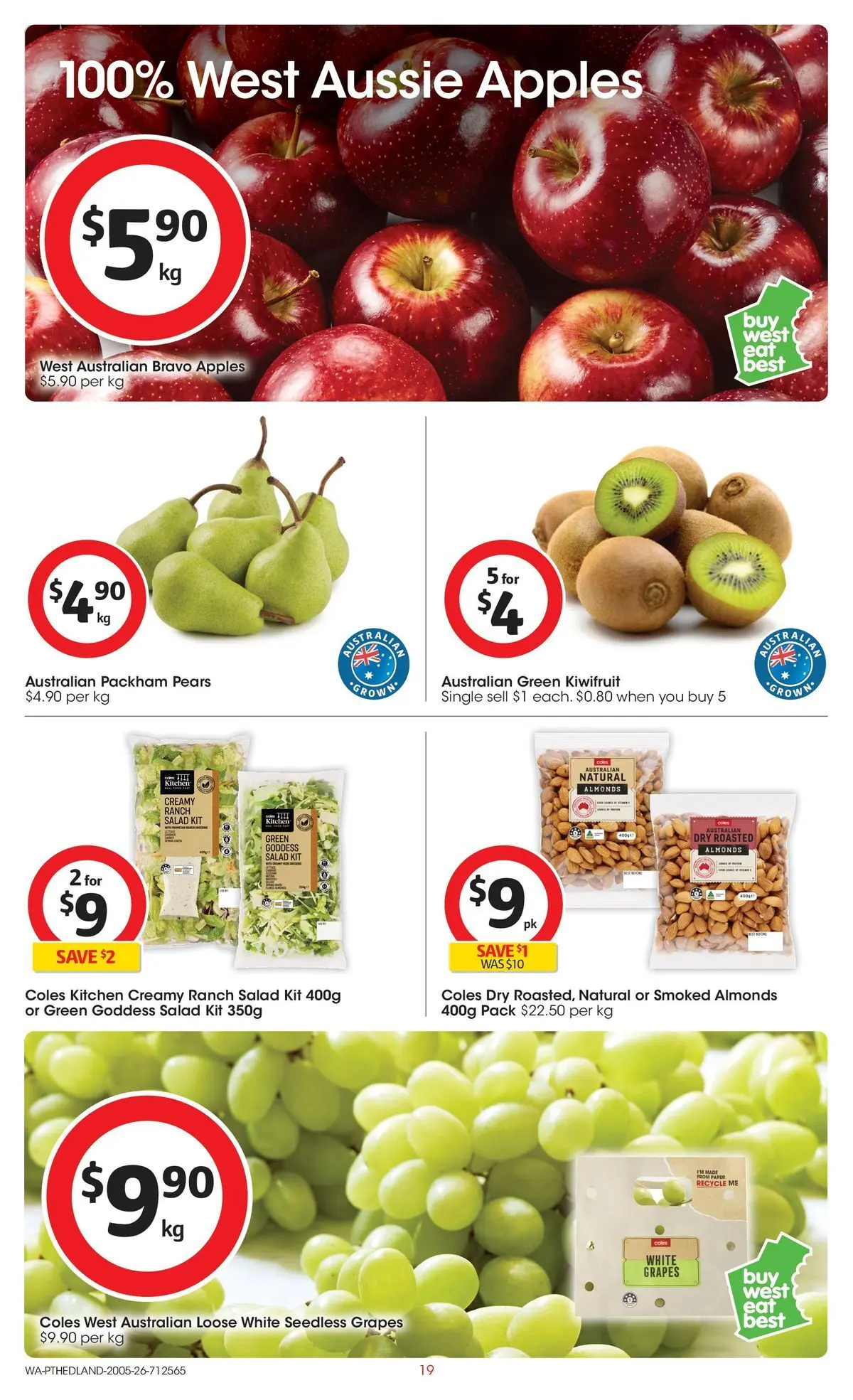 ﻿Coles catalogue valid from 19/05/2026 > Online Australia | Page: 19 | Products: Apples, Kiwifruit, Salad, Grapes