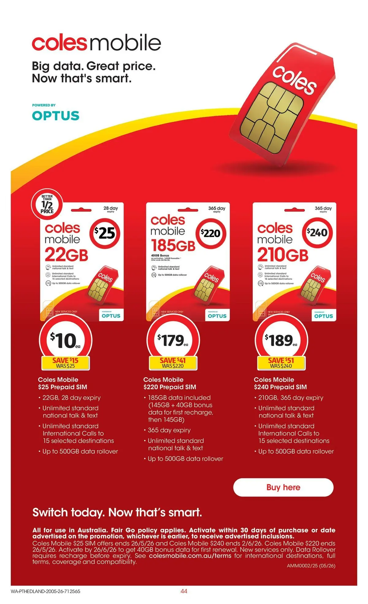 ﻿Coles catalogue valid from 19/05/2026 > Online Australia | Page: 44 | Products: Date, Mobile