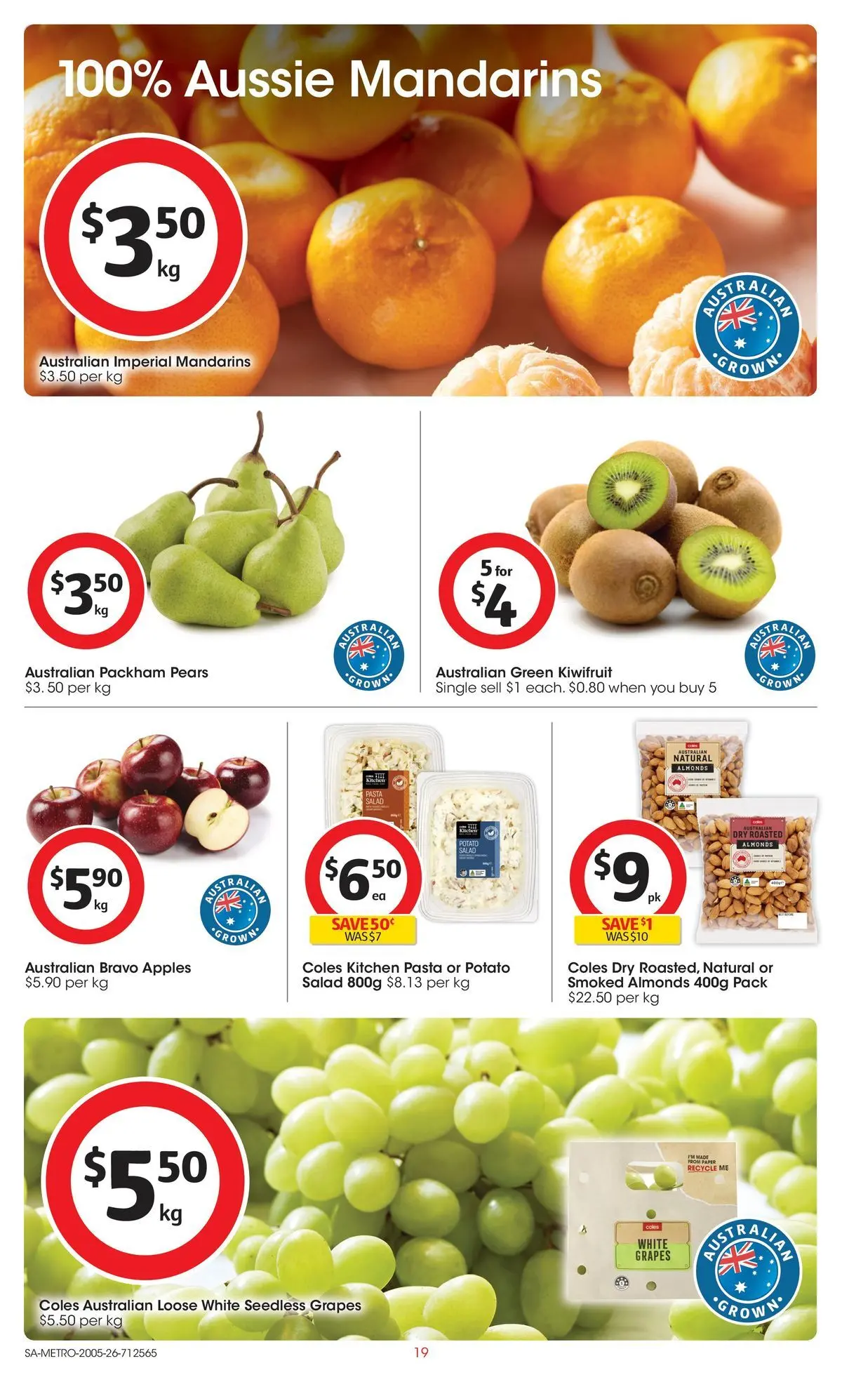 ﻿Coles catalogue valid from 19/05/2026 > Online Australia | Page: 19 | Products: Pasta, Kiwifruit, Salad, Grapes