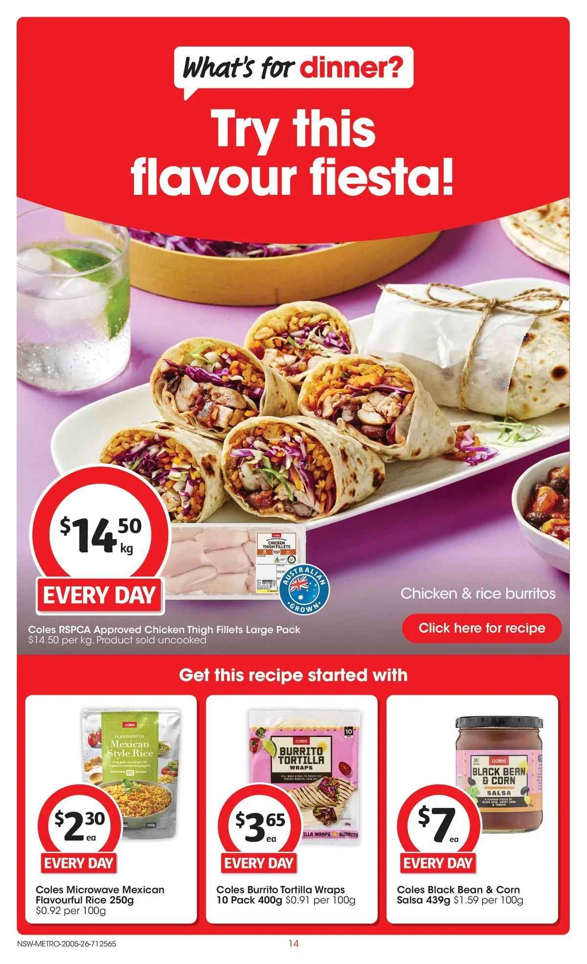 ﻿Coles catalogue valid from 19/05/2026 > Online Australia | Page: 14 | Products: Chicken, Rice, Salsa, Microwave