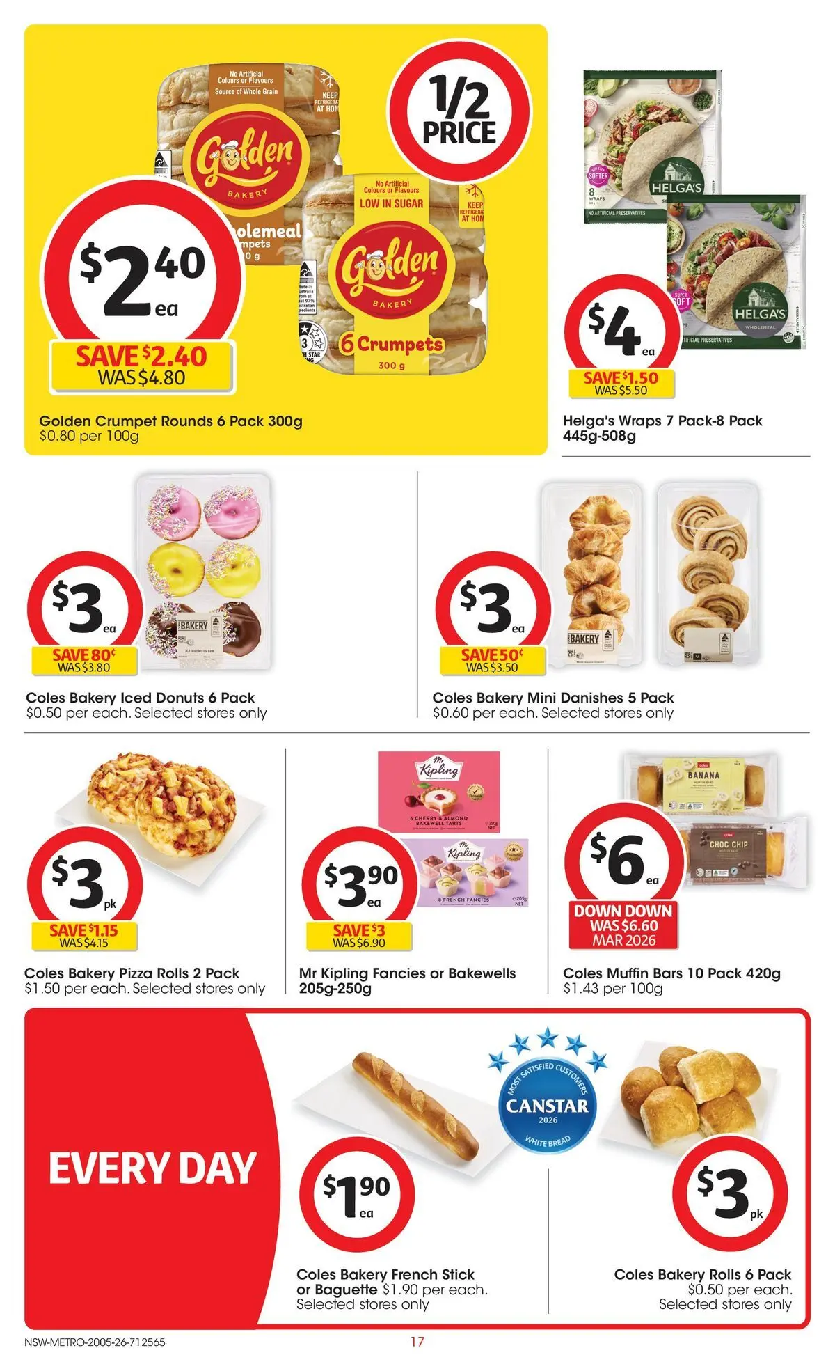 ﻿Coles catalogue valid from 19/05/2026 > Online Australia | Page: 17 | Products: Bread, Pizza, Sugar, Bakery