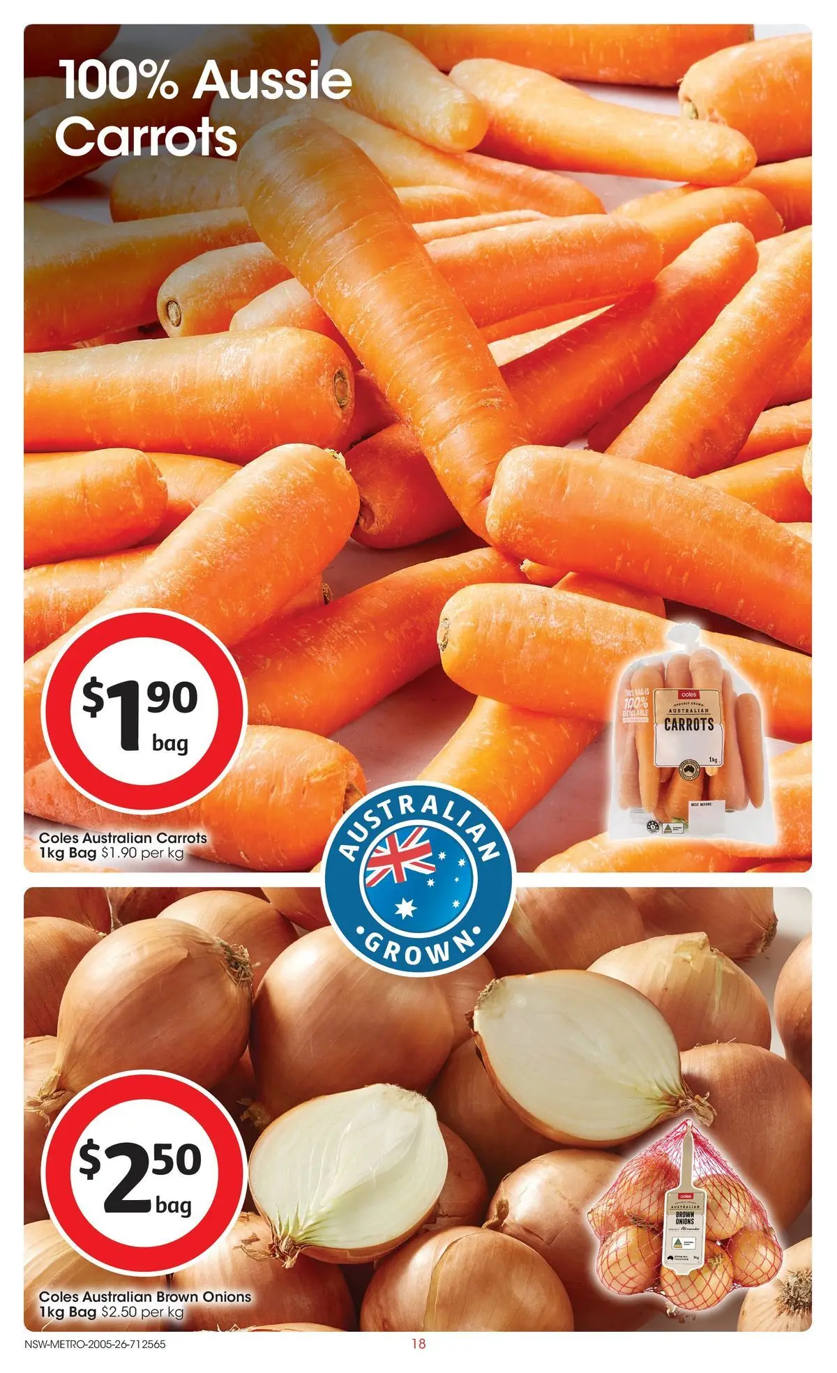 ﻿Coles catalogue valid from 19/05/2026 > Online Australia | Page: 18 | Products: Carrots, Onions, Bag