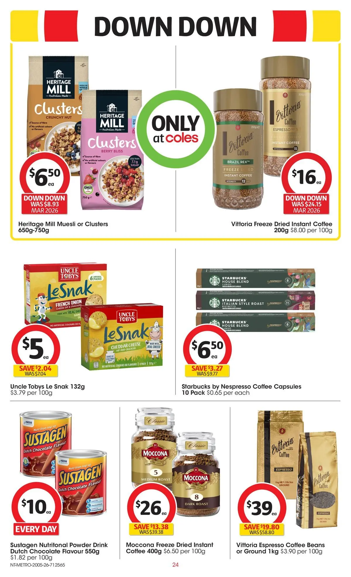 ﻿Coles catalogue valid from 19/05/2026 > Online Australia | Page: 24 | Products: Powder, Crackers, Cheese, Moccona