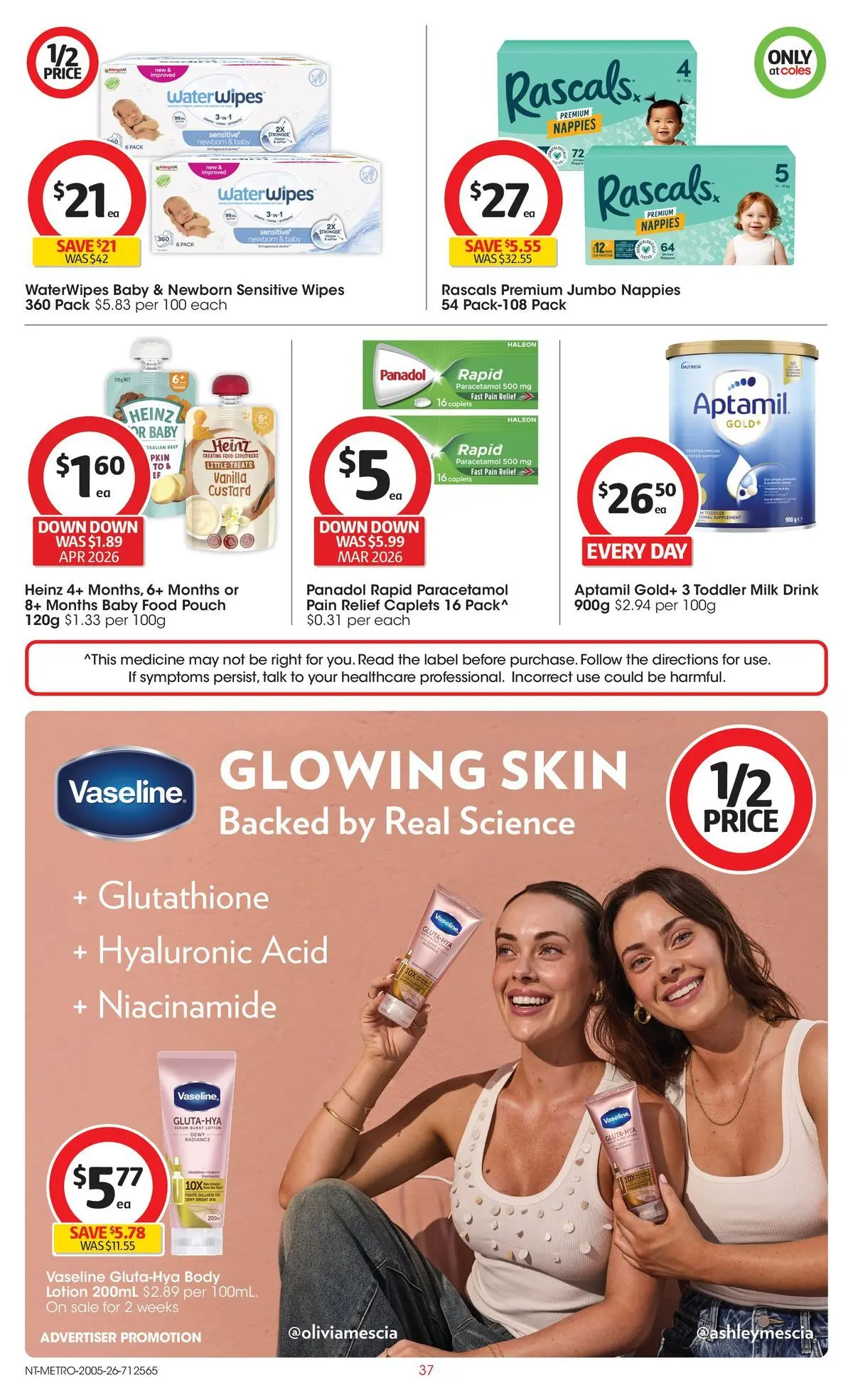 ﻿Coles catalogue valid from 19/05/2026 > Online Australia | Page: 37 | Products: Milk, Body lotion, Vaseline, Pain relief